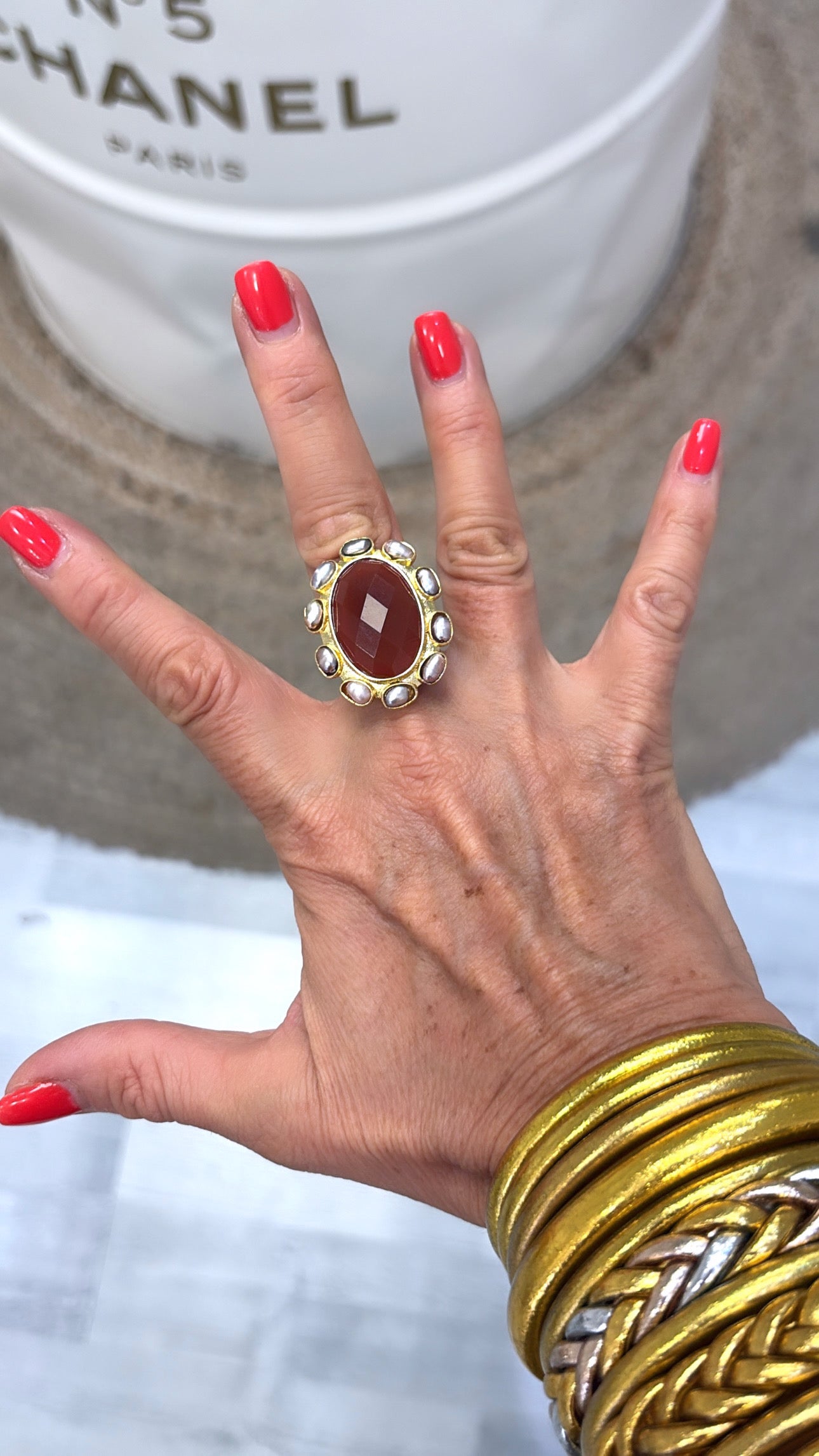 Bague La Sublime Cornaline et Perles d’eau douce