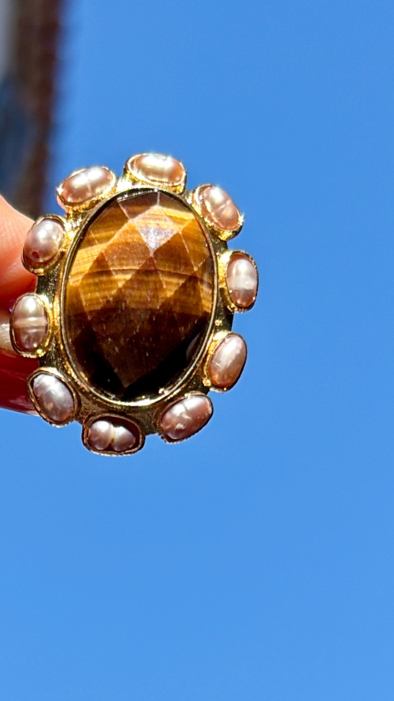 Bague La Sublime Oeil de Tigre et Perles d’eau douce
