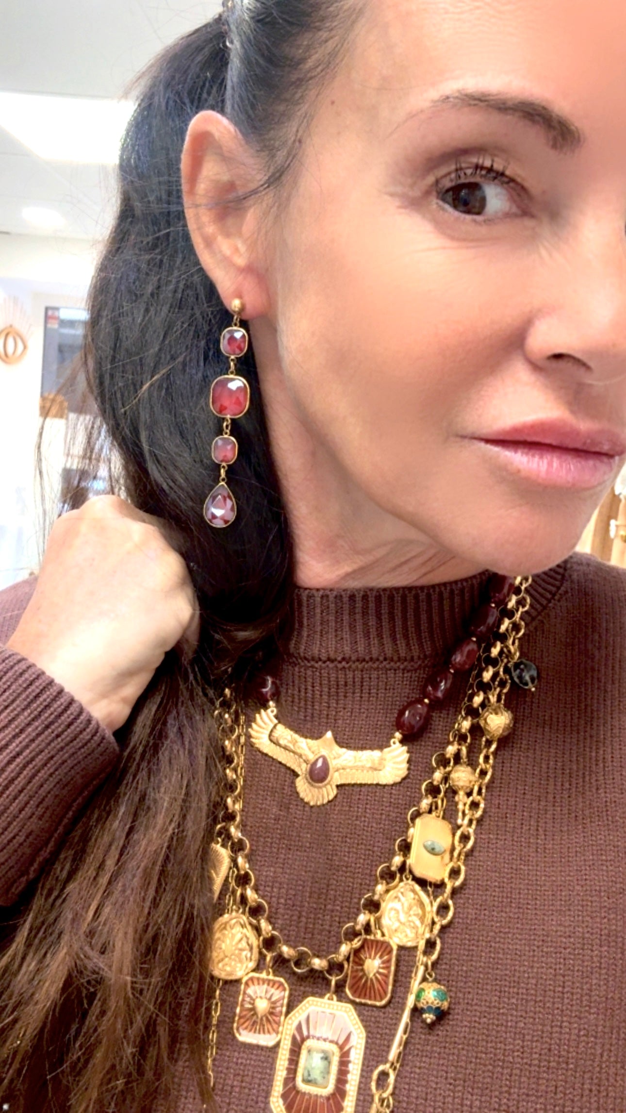 Boucles d’oreilles Élégance Grenat