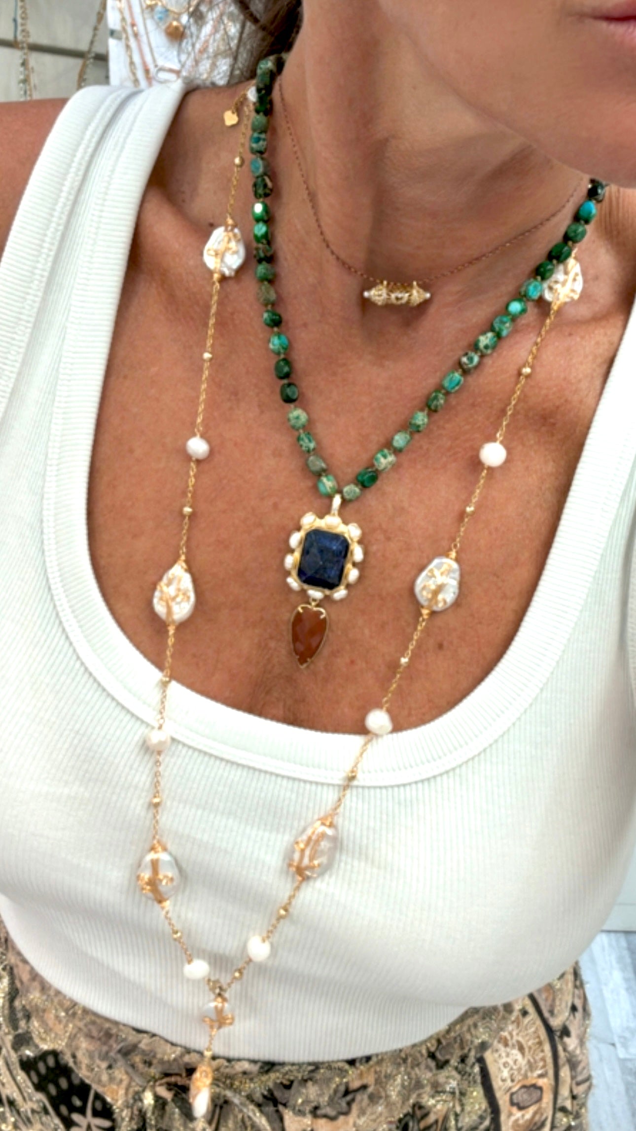 Collier Baroque Lapis Lazulli et Cornaline