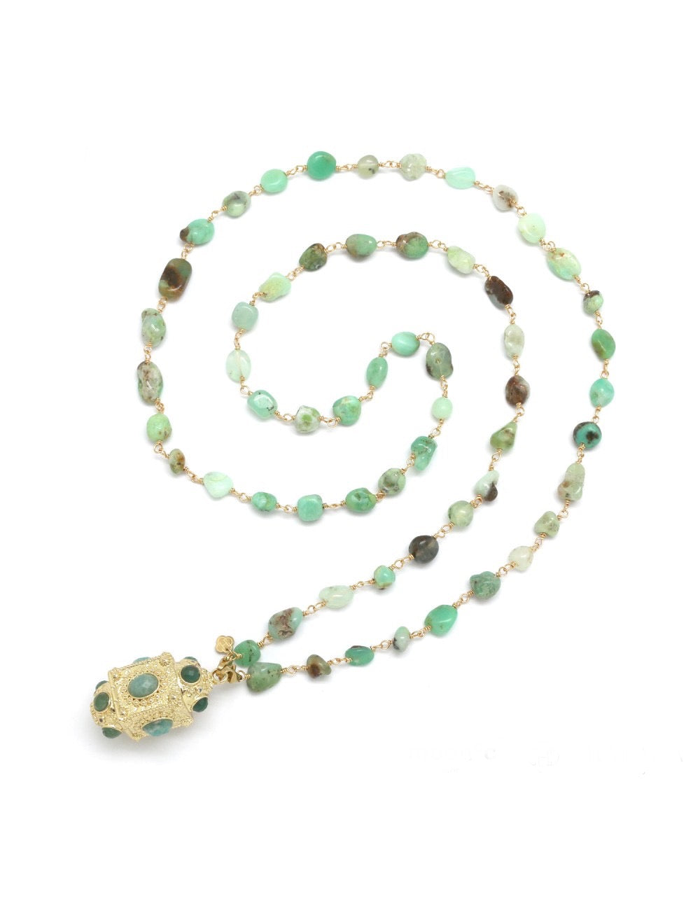 Sautoir en véritable Chrysoprase