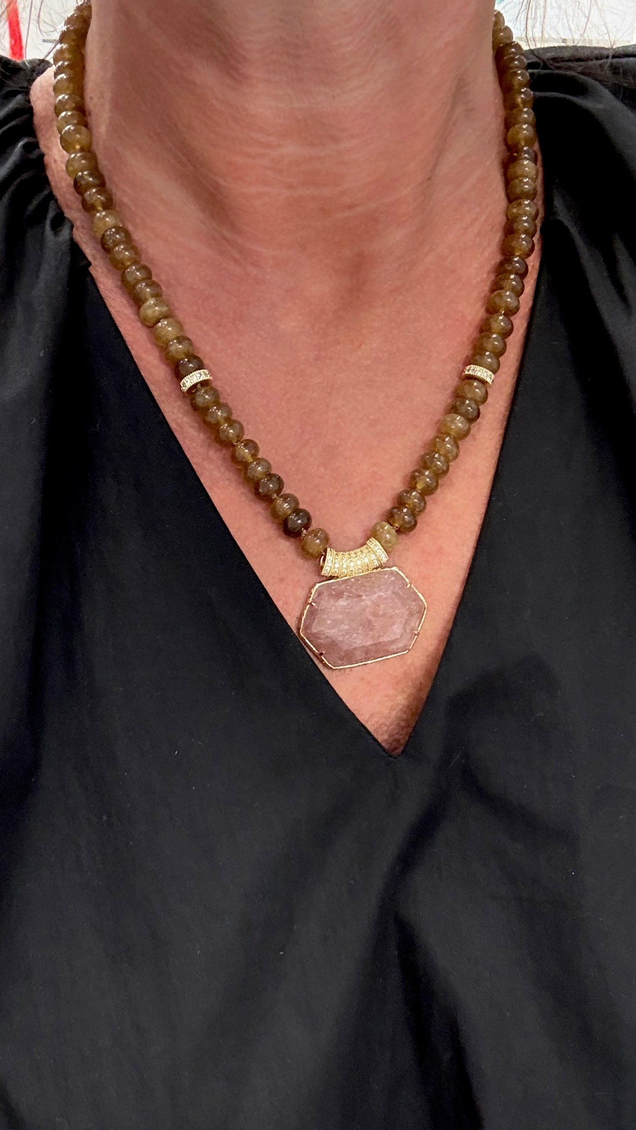 Collier merveille Agate et Quartz Fraise