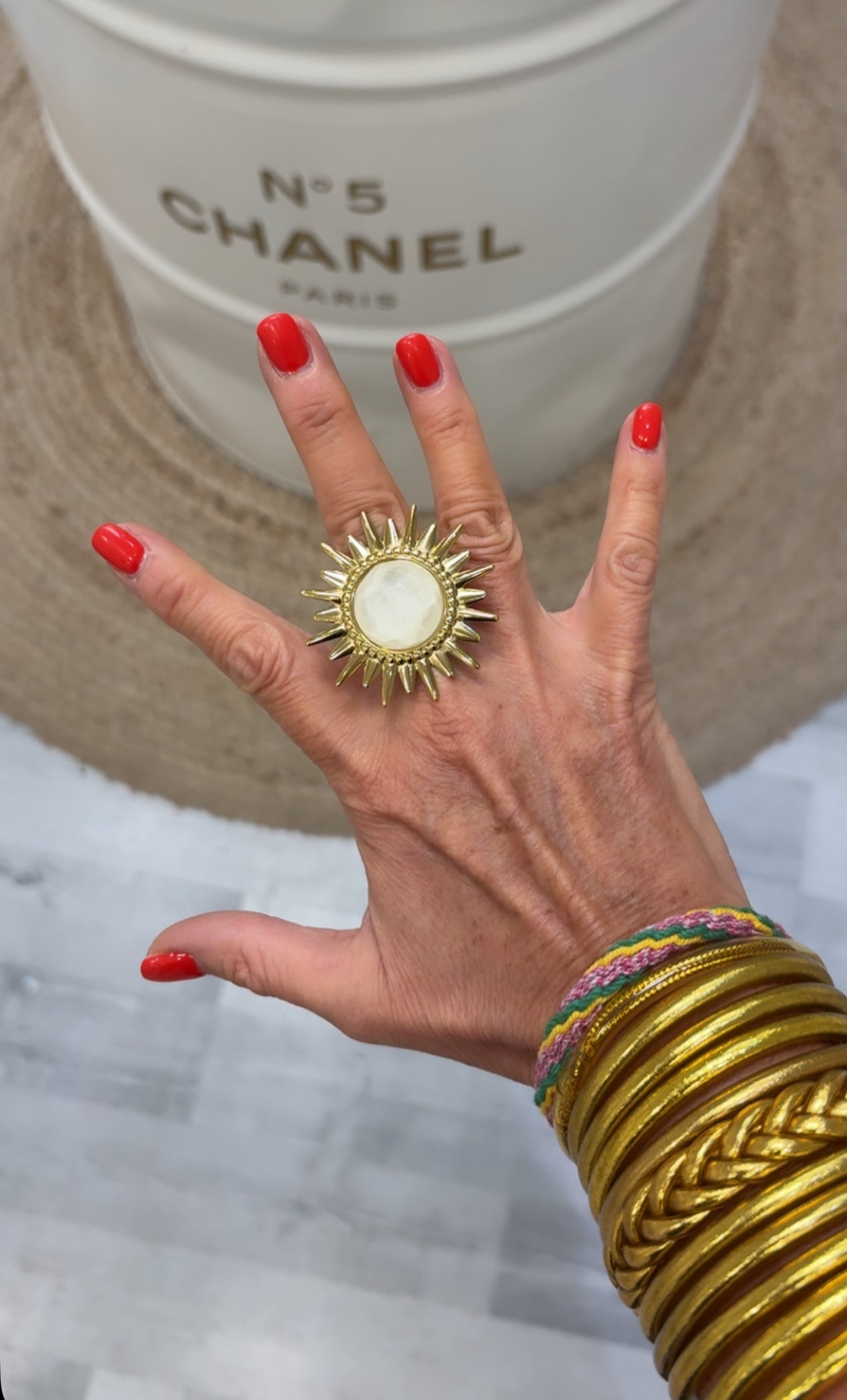 Bague soleil blanc
