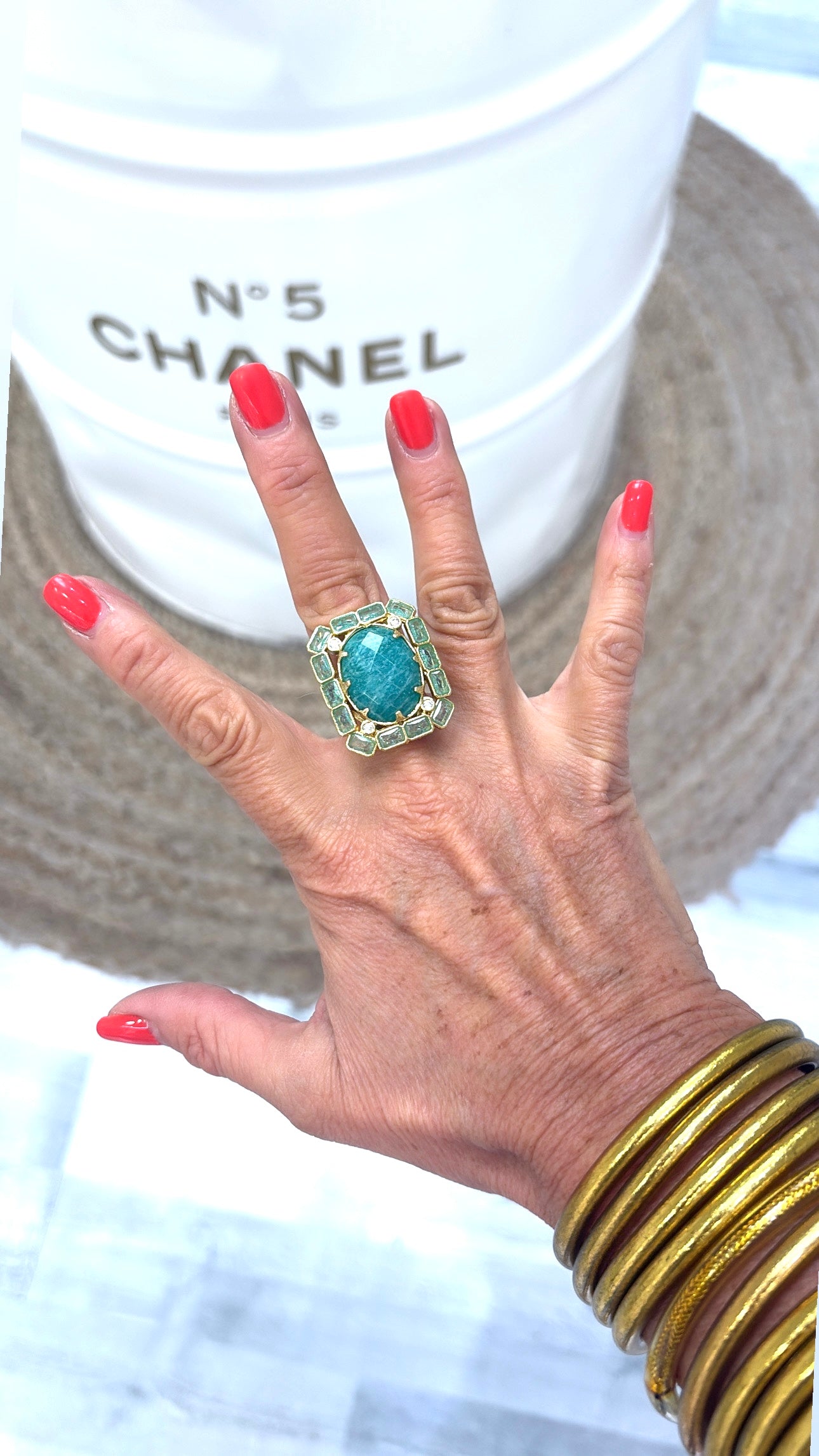 Bague Gaïa Amazonite et Tourmaline