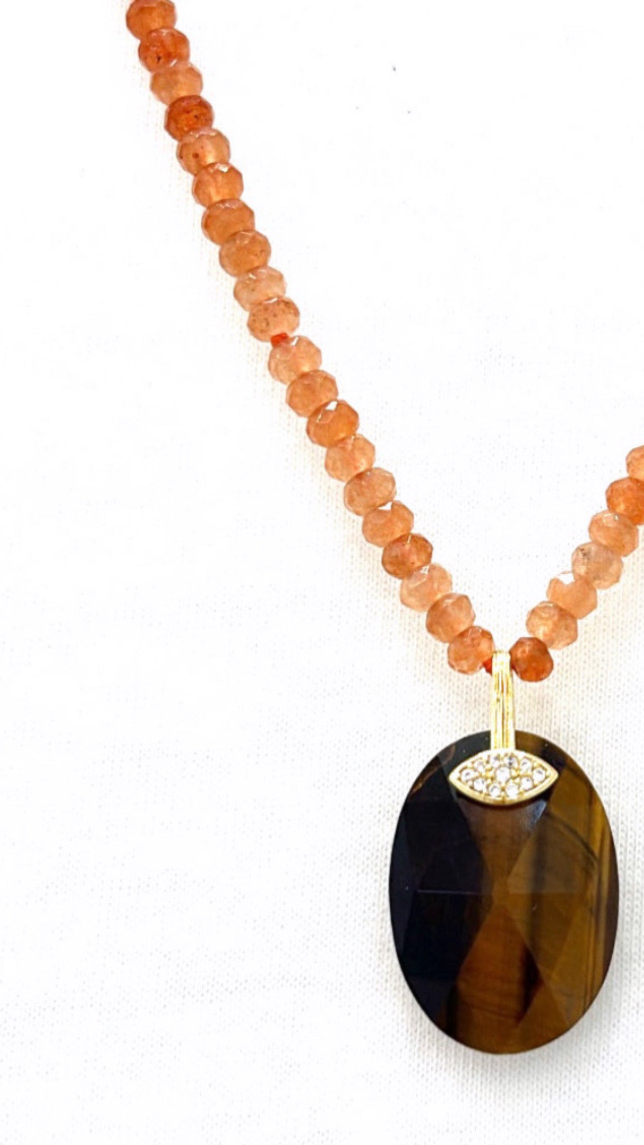 Collier Gaïana Pierre de Soleil et Œil de Tigre