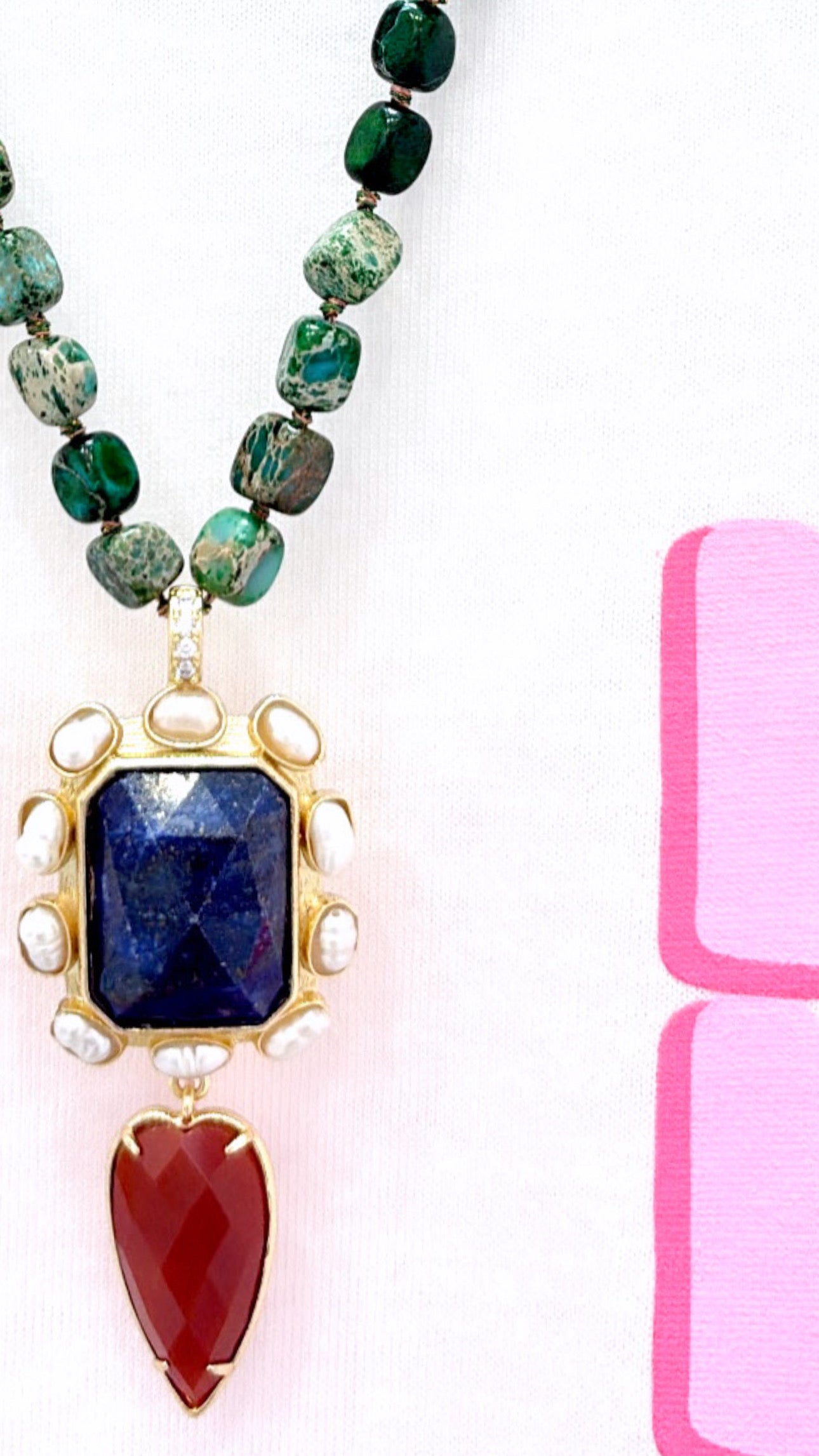 Collier Baroque Lapis Lazulli et Cornaline