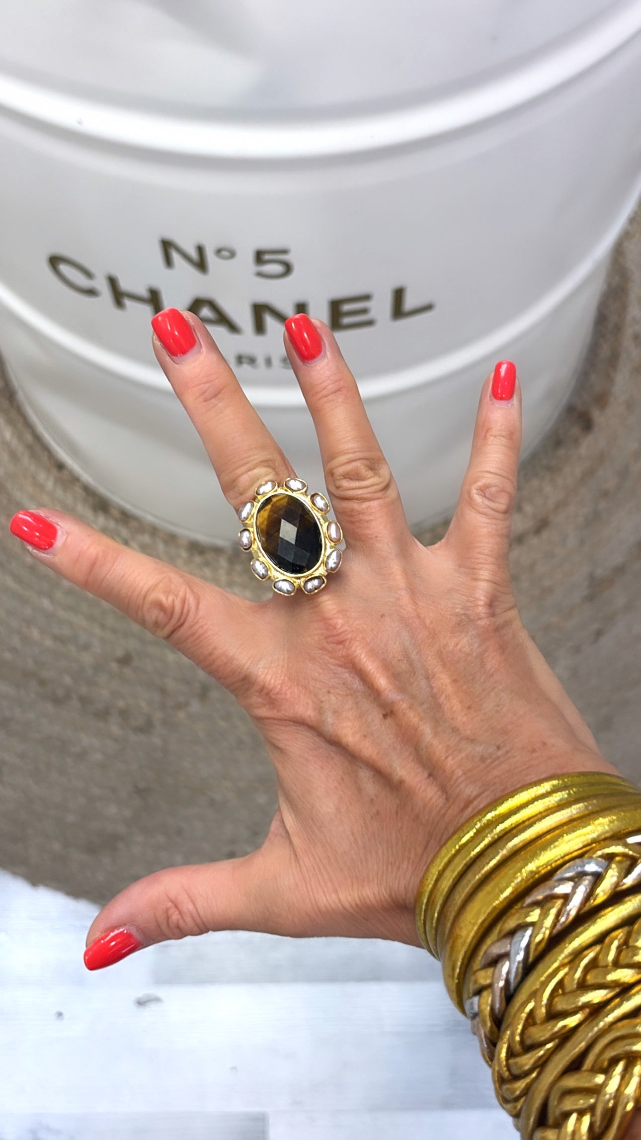 Bague La Sublime Oeil de Tigre et Perles d’eau douce
