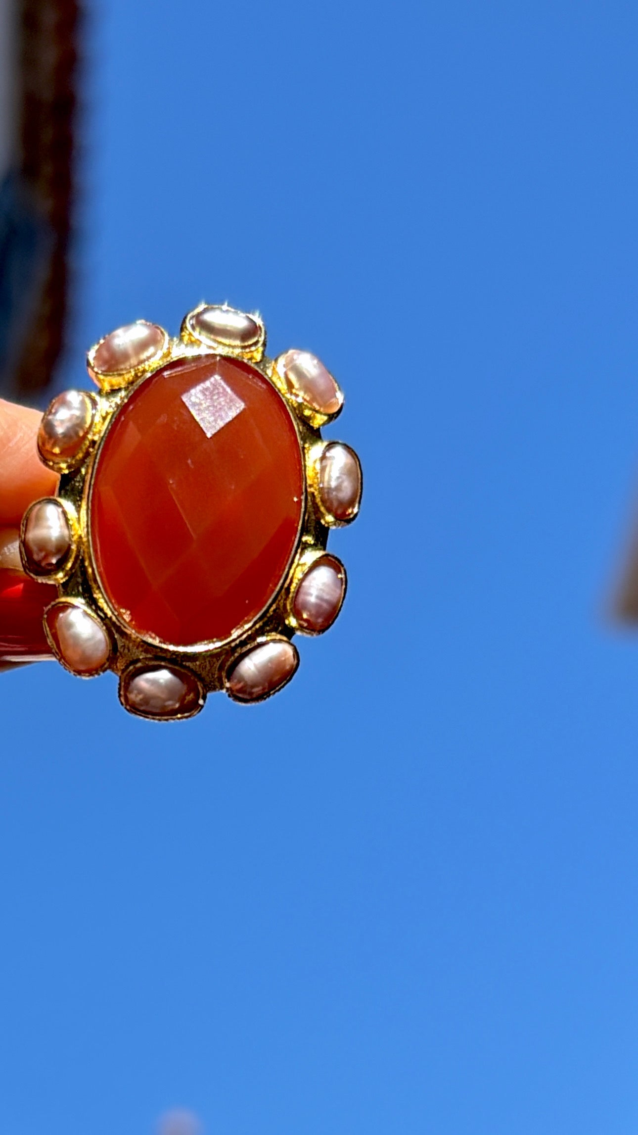 Bague La Sublime Cornaline et Perles d’eau douce