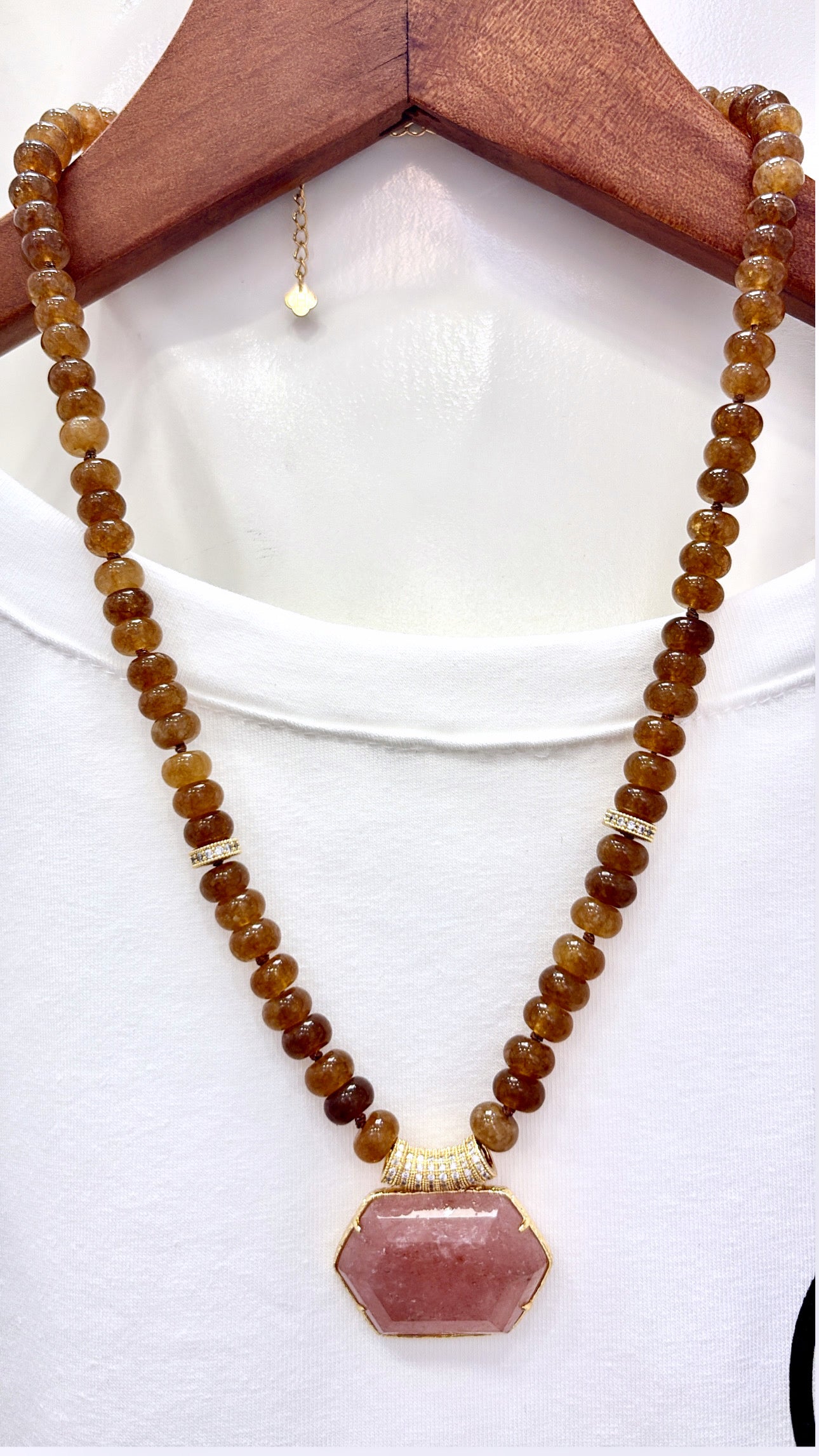 Collier merveille Agate et Quartz Fraise