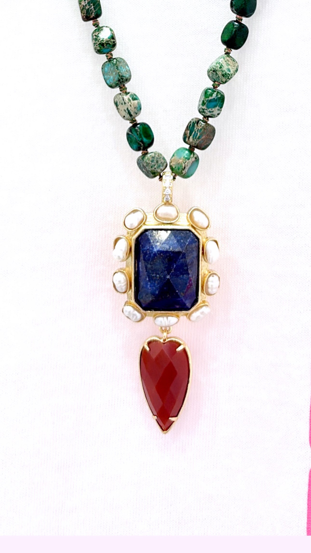 Collier Baroque Lapis Lazulli et Cornaline