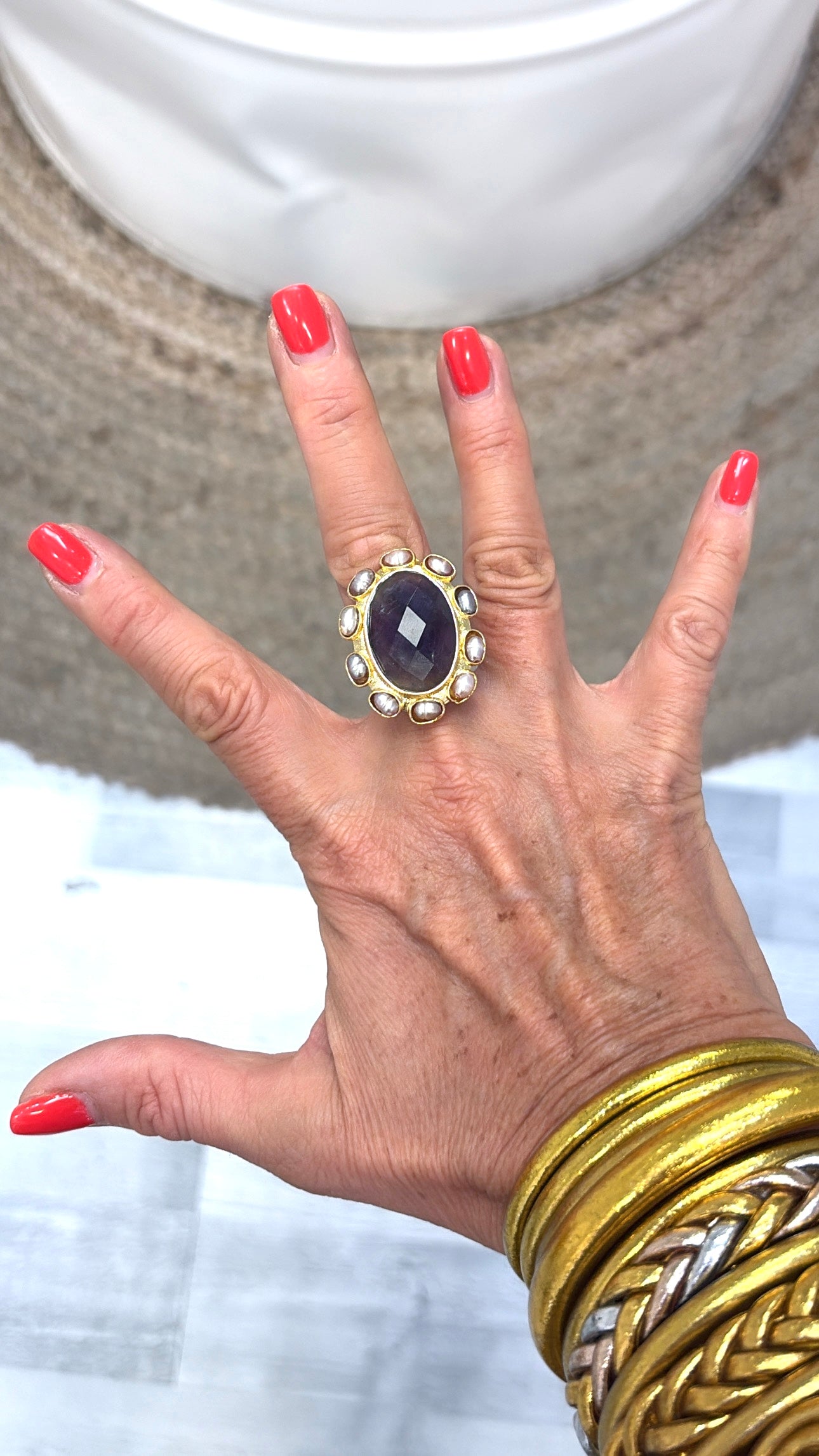 Bague La Sublime Améthyste et Perles d’eau douce