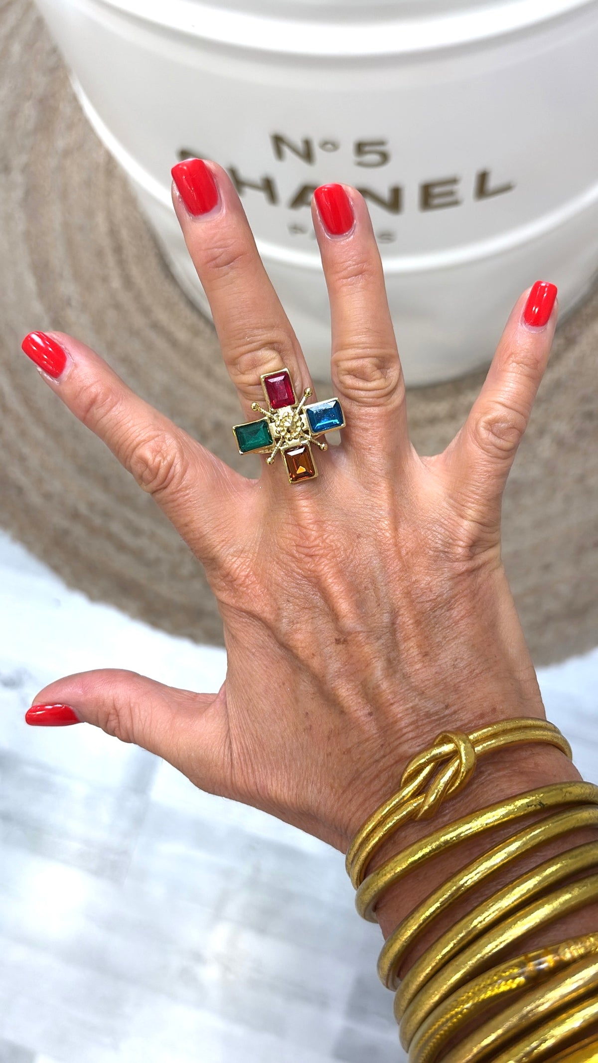Bague Croix Solaire Multi Colors