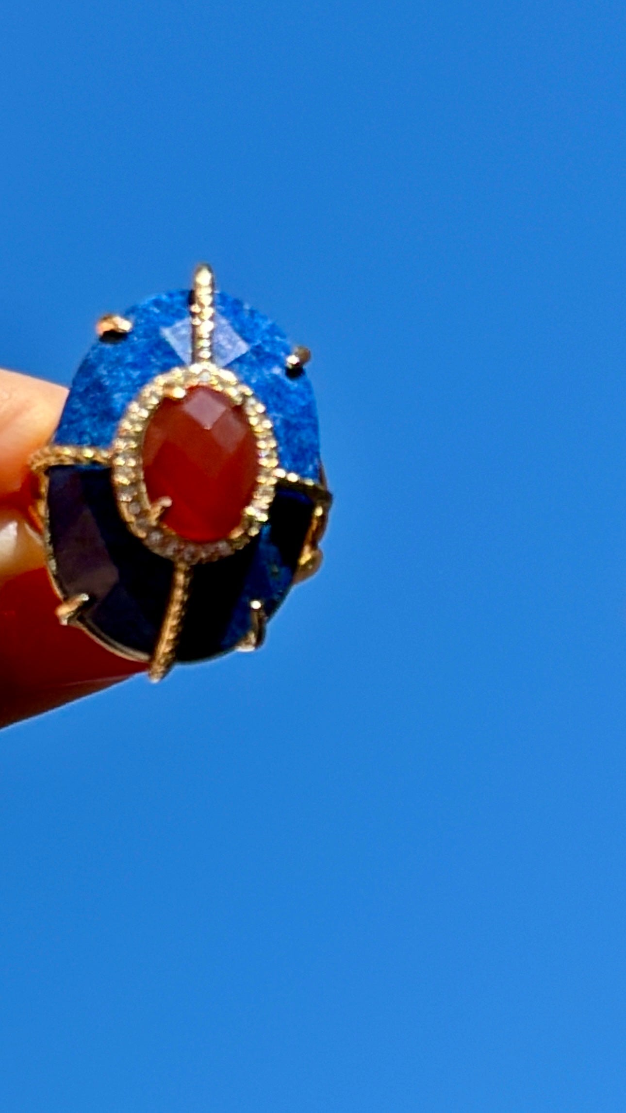 Bague Superbe Lapis-lazuli et Cornaline