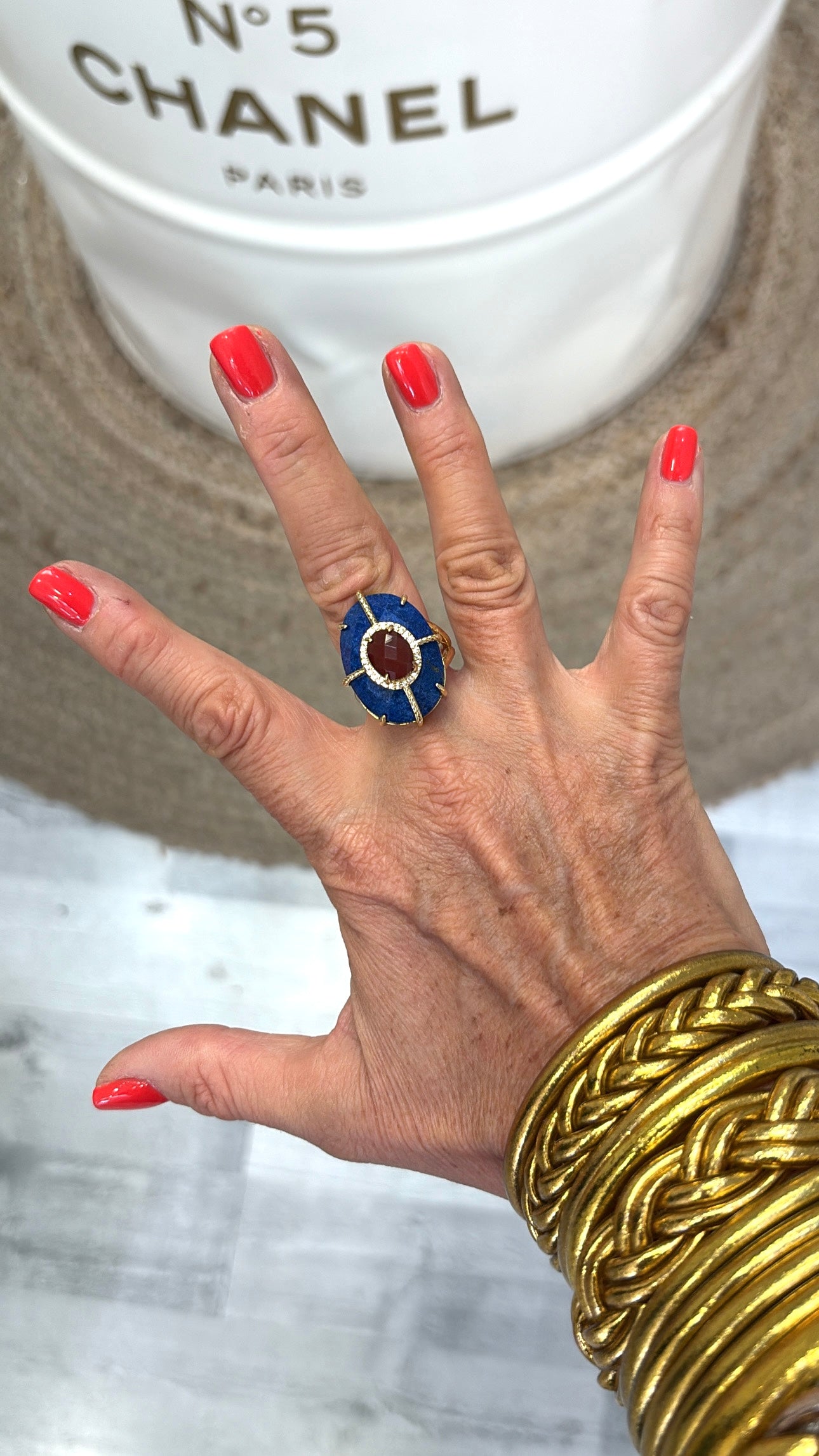 Bague Superbe Lapis-lazuli et Cornaline