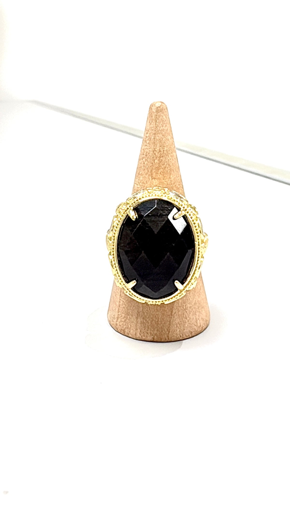 Bague Antique Obsidienne Dorée
