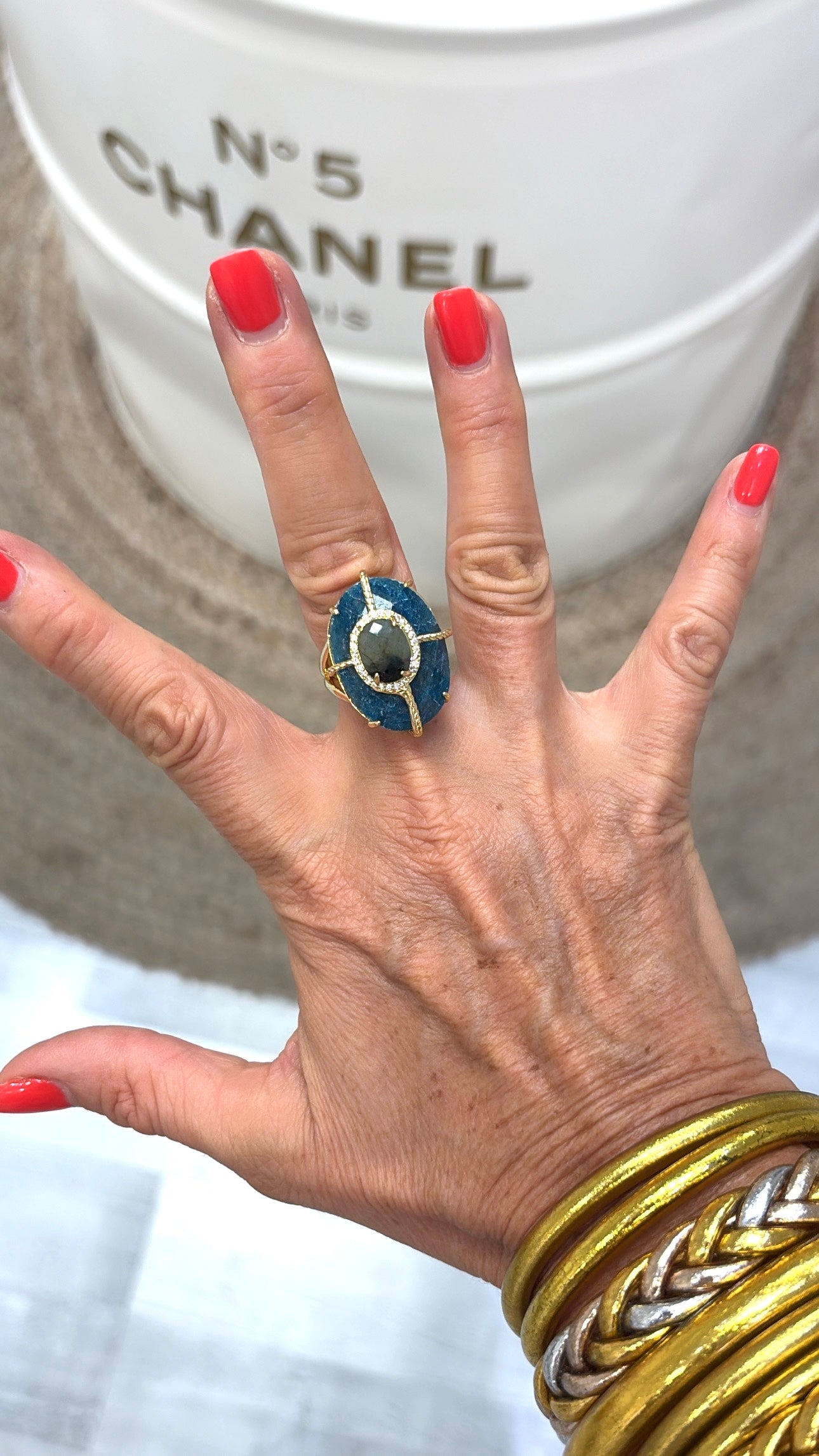 Bague Superbe Apatite et Labradorite