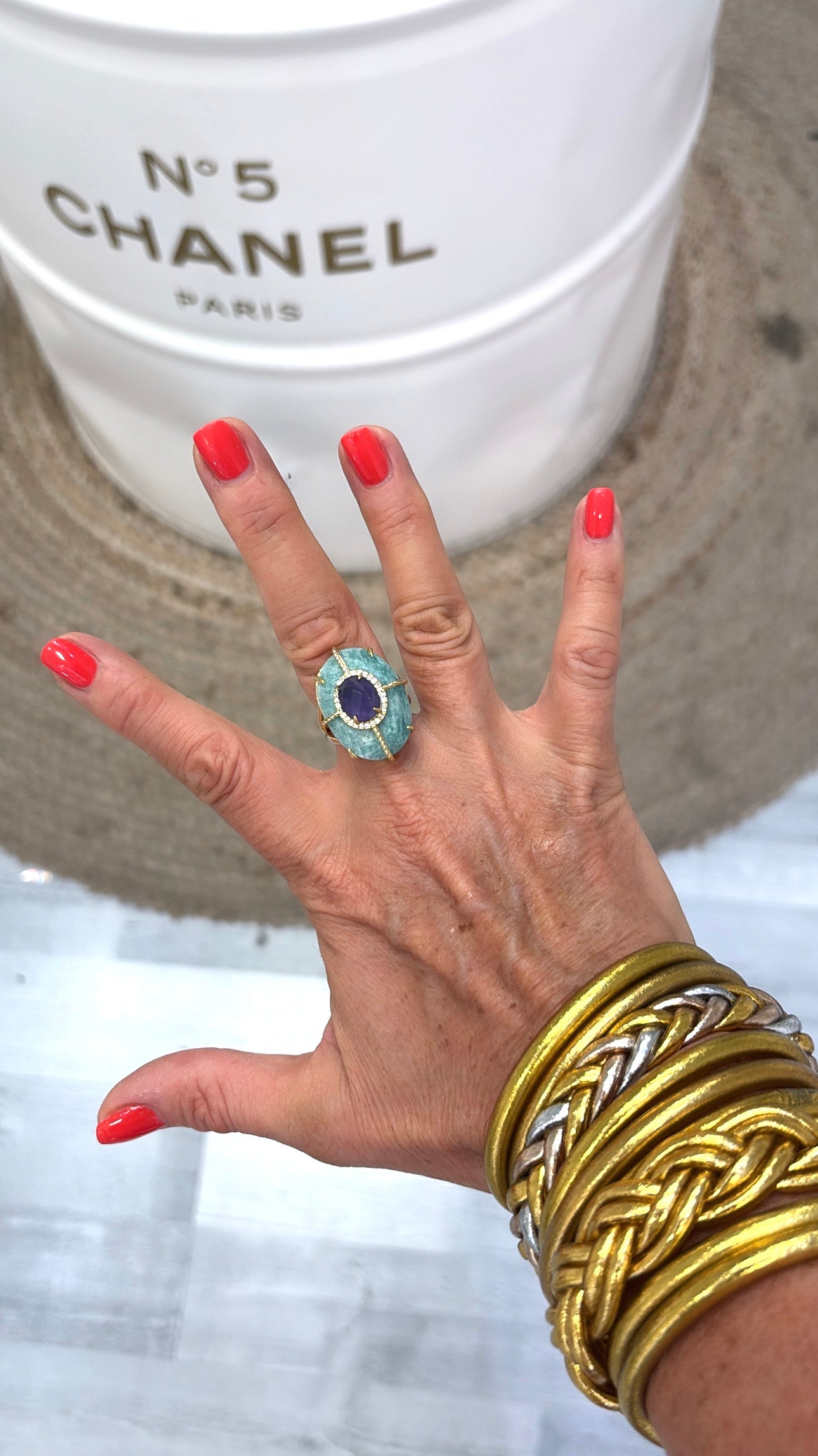 Bague Superbe Amazonite et Améthyste