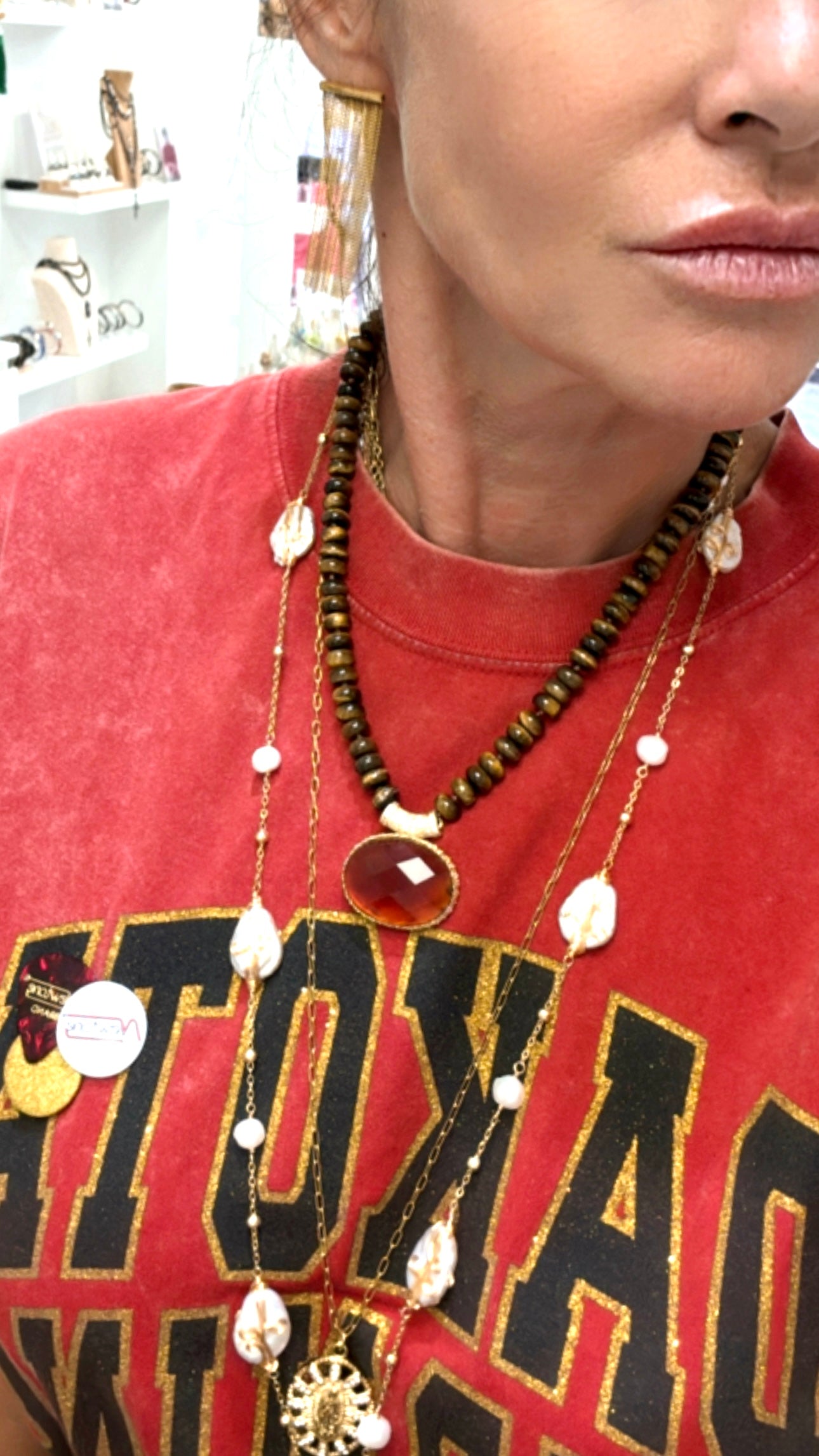 Collier Merveilleux Oeil de Tigre et Cornaline