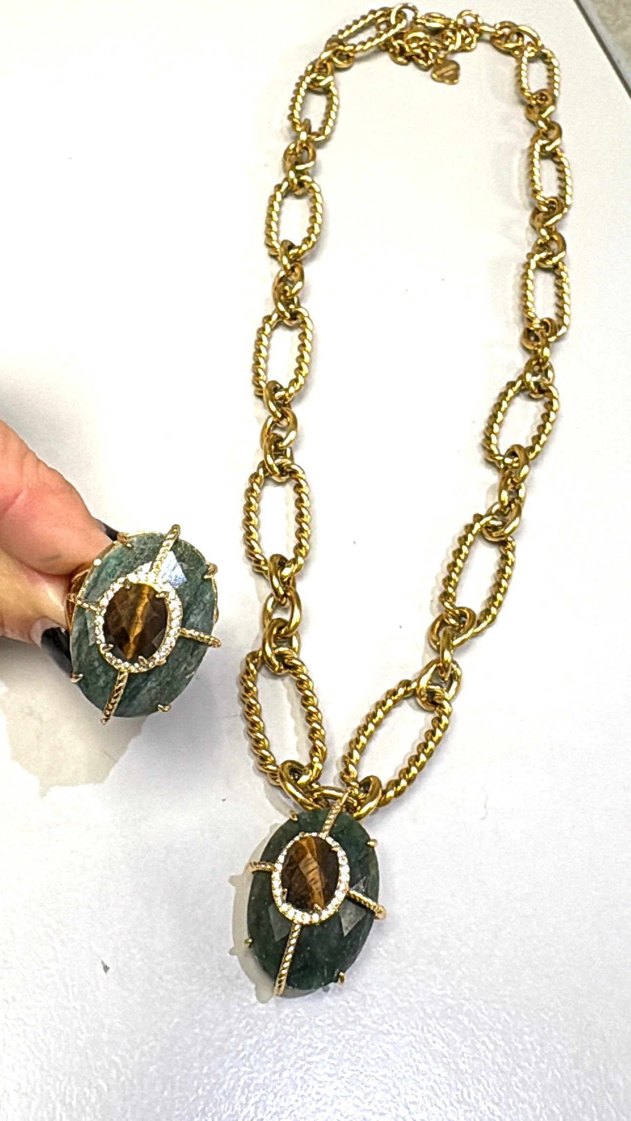 Collier Superbe Agate et Œil de Tigre