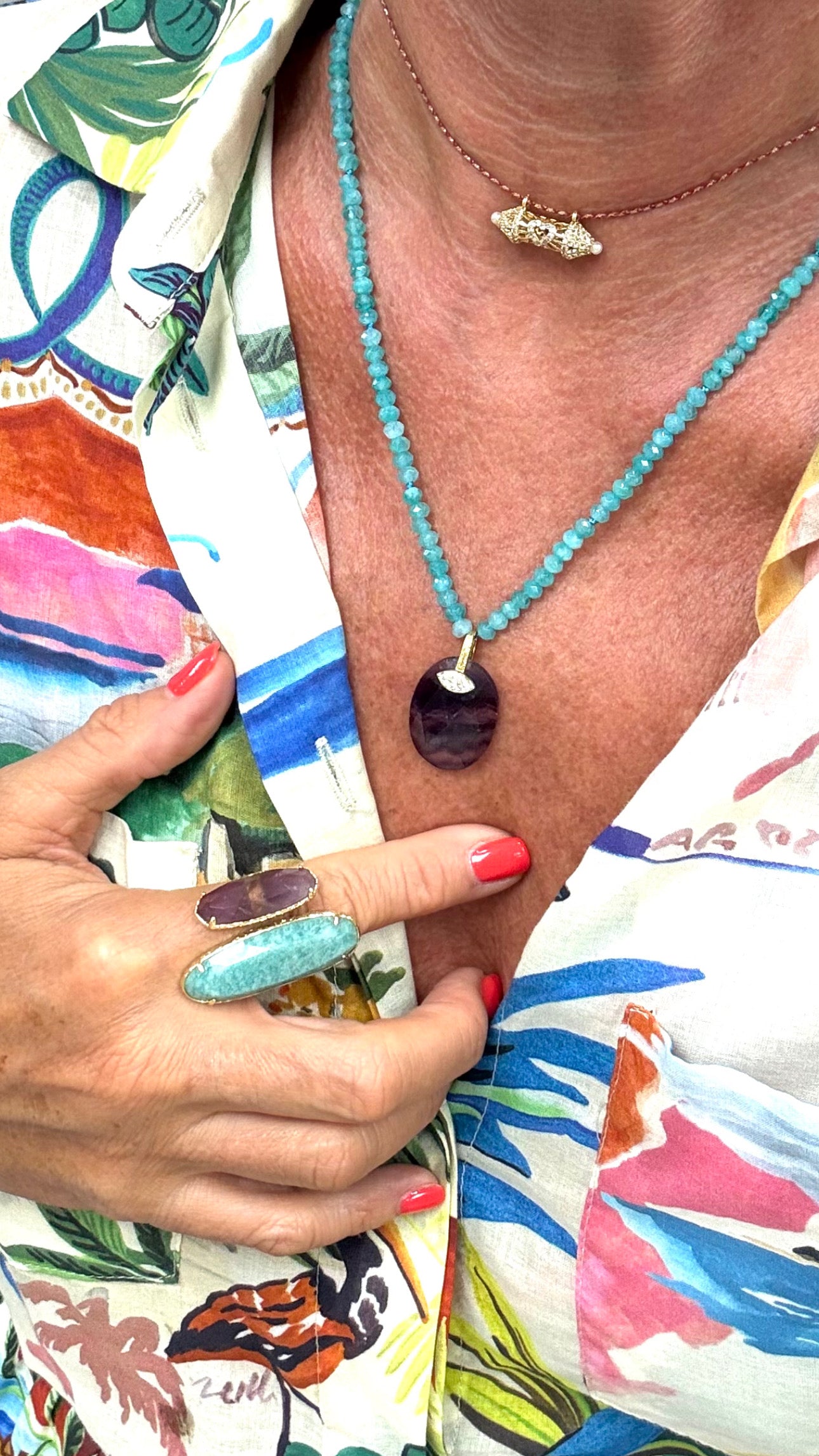 Collier Gaïana Amazonite et Fluorite
