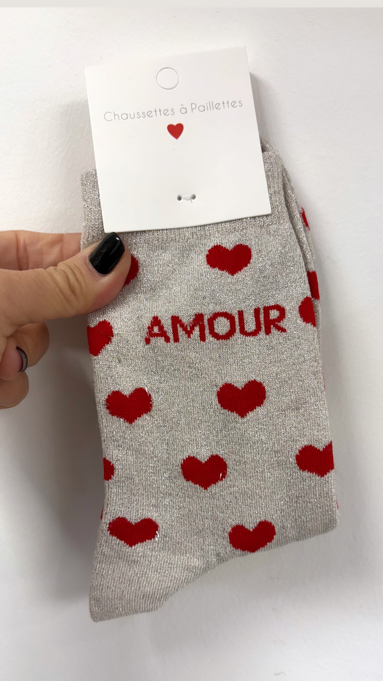 Chaussettes à paillettes Amour