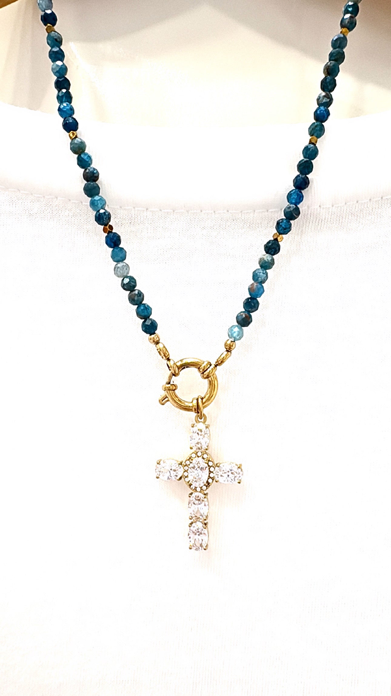 Collier Apatite Cruz Strass