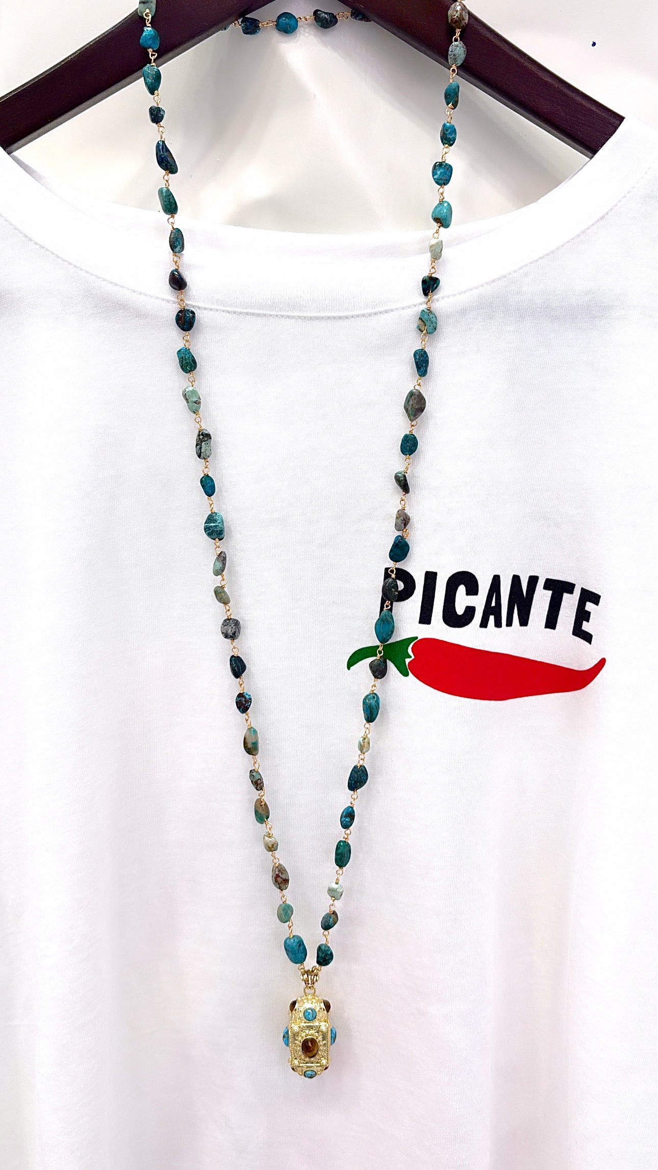Sautoir Apatite Bleu