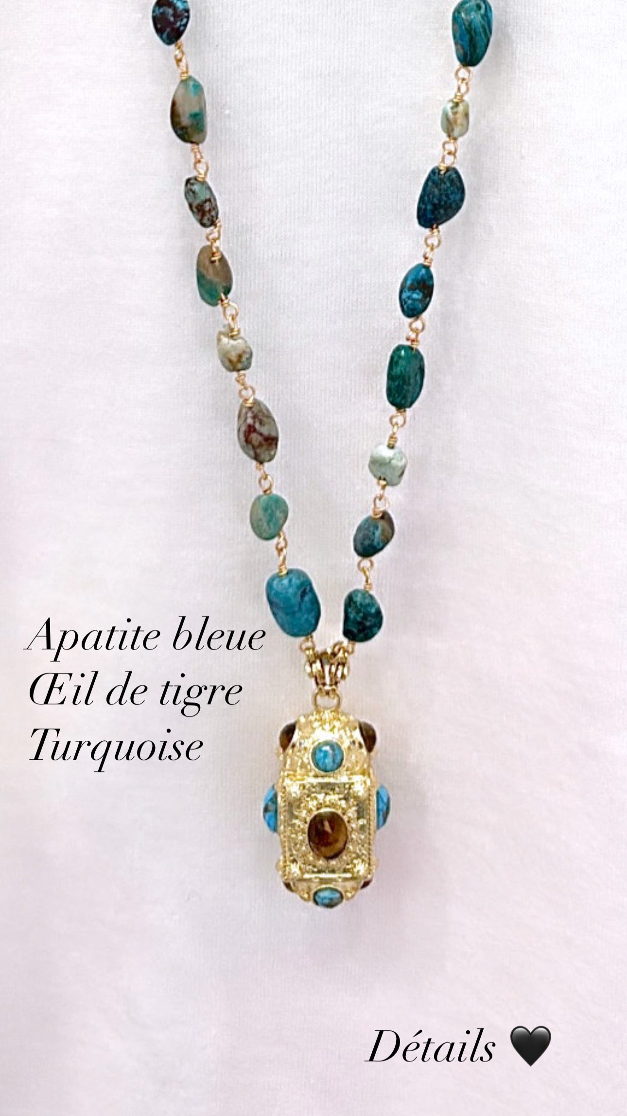Sautoir Apatite Bleu
