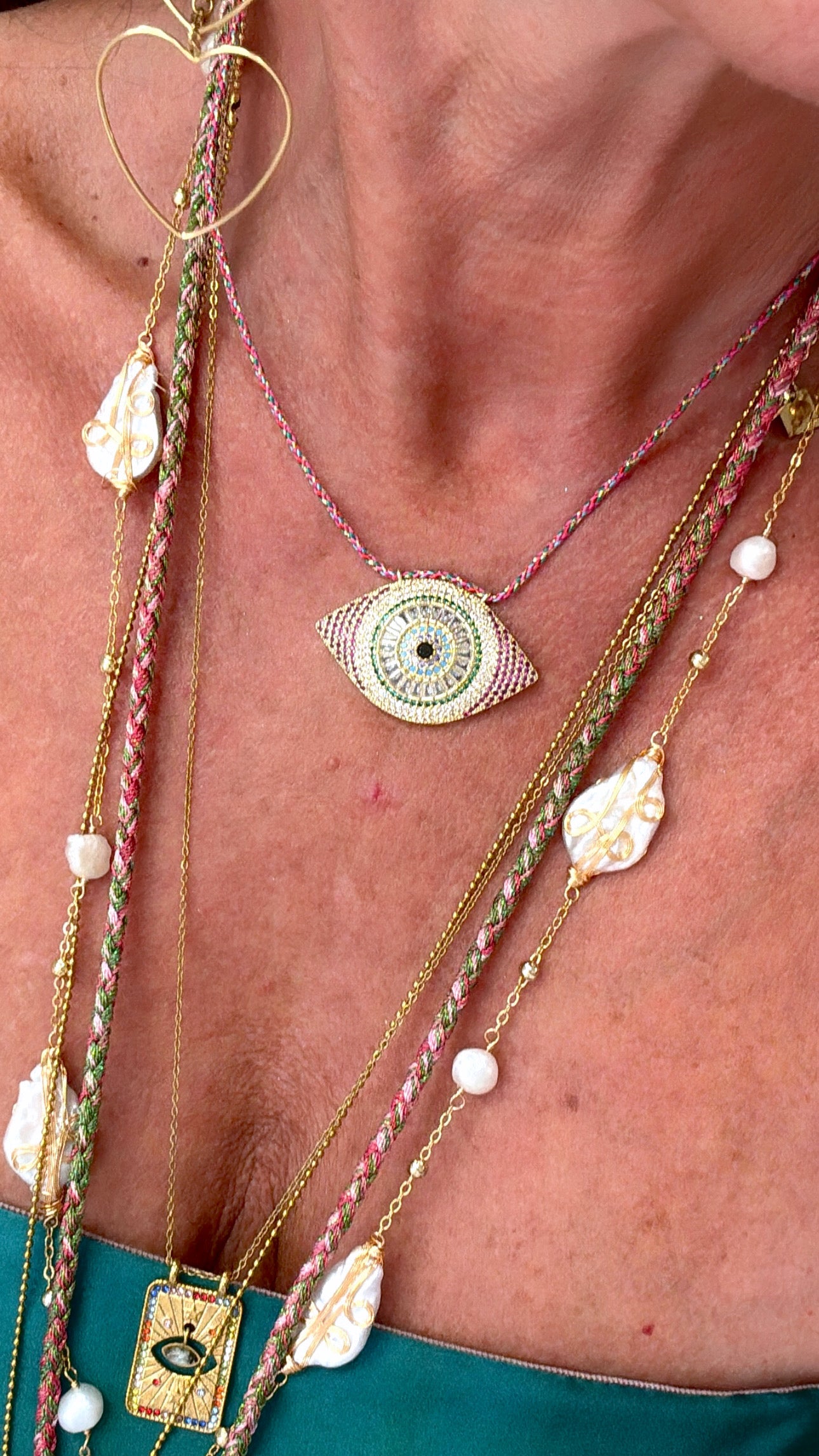 Collier Eye Strass Terracotta 🧿
