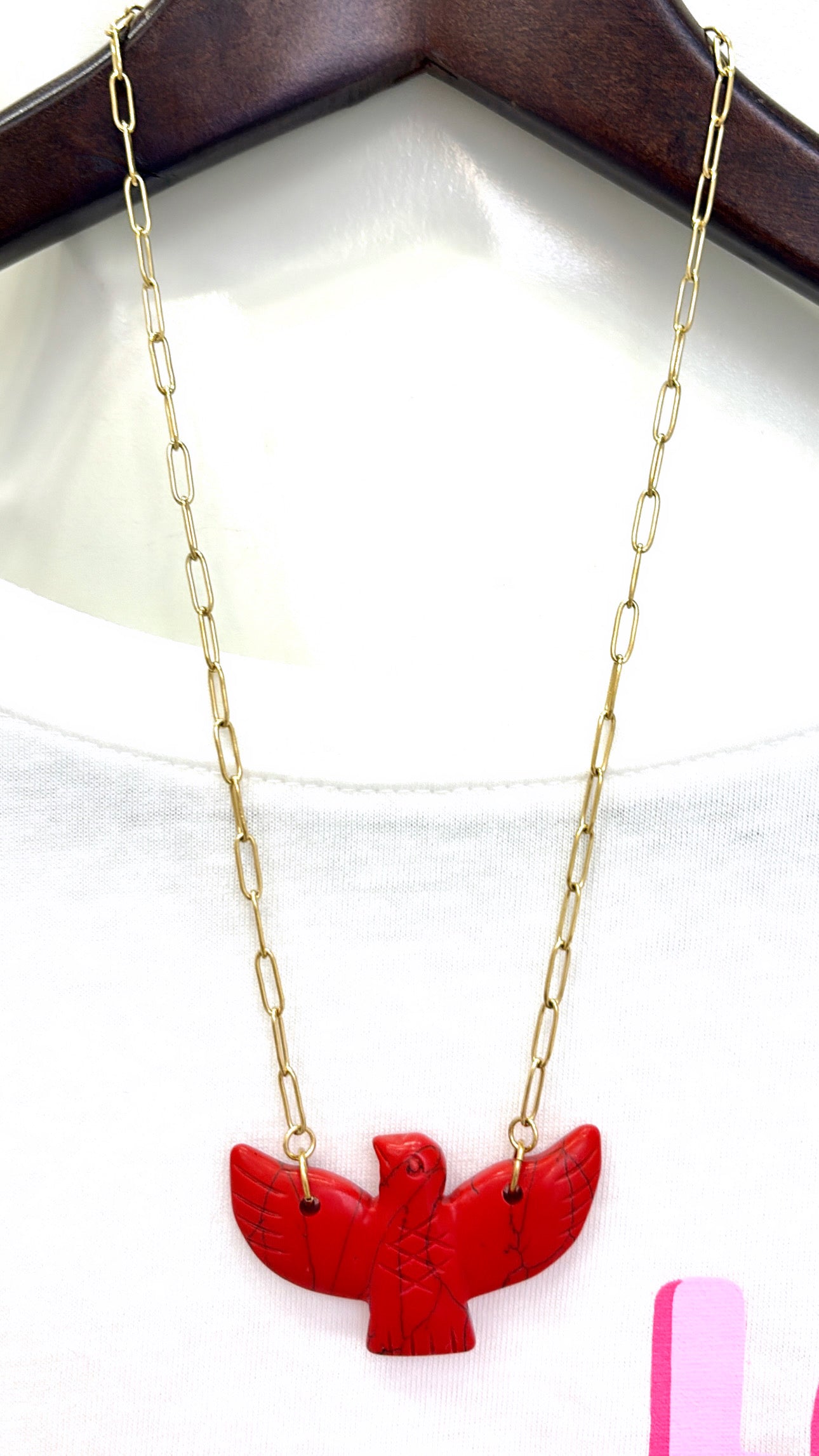 Collier Eagle Red Pierre Naturelle