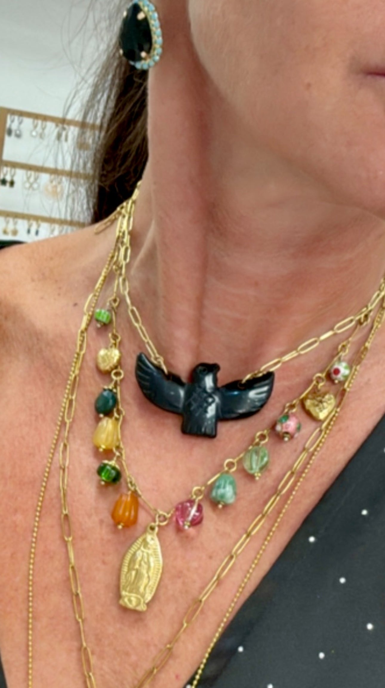 Collier Eagle Black Pierre Naturelle