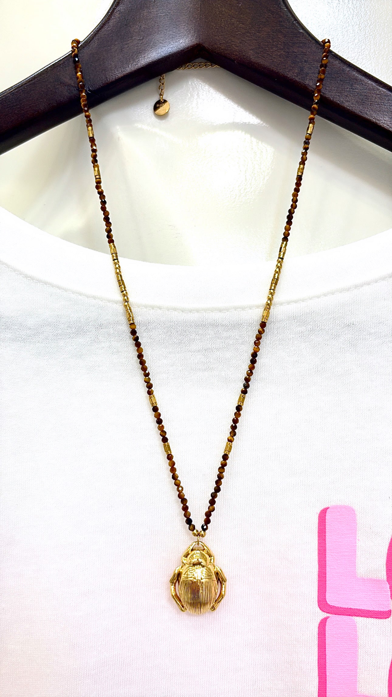 Collier Scarabée Œil de Tigre