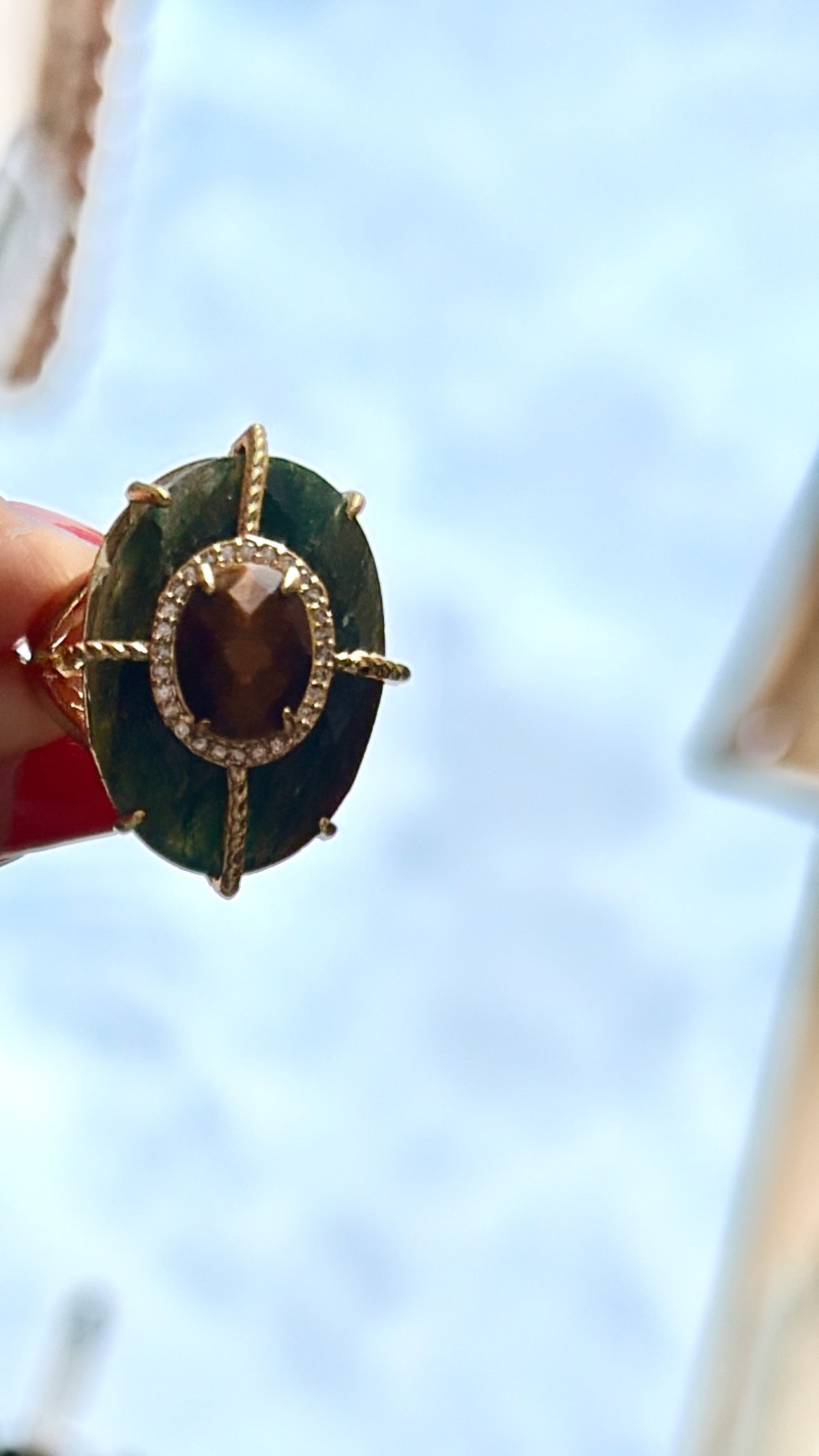 Bague Superbe Agate et Œil de Tigre
