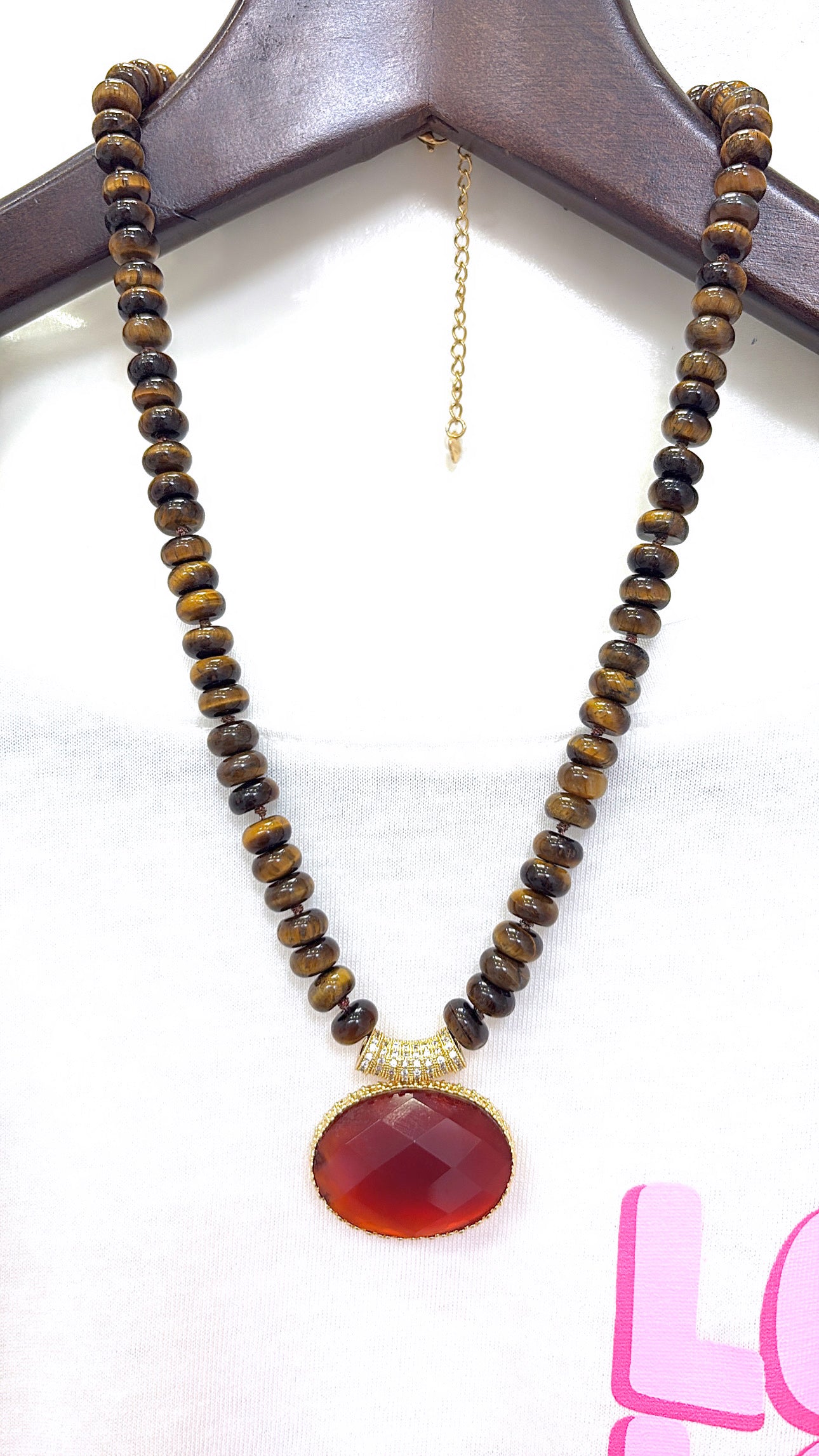 Collier Merveilleux Oeil de Tigre et Cornaline