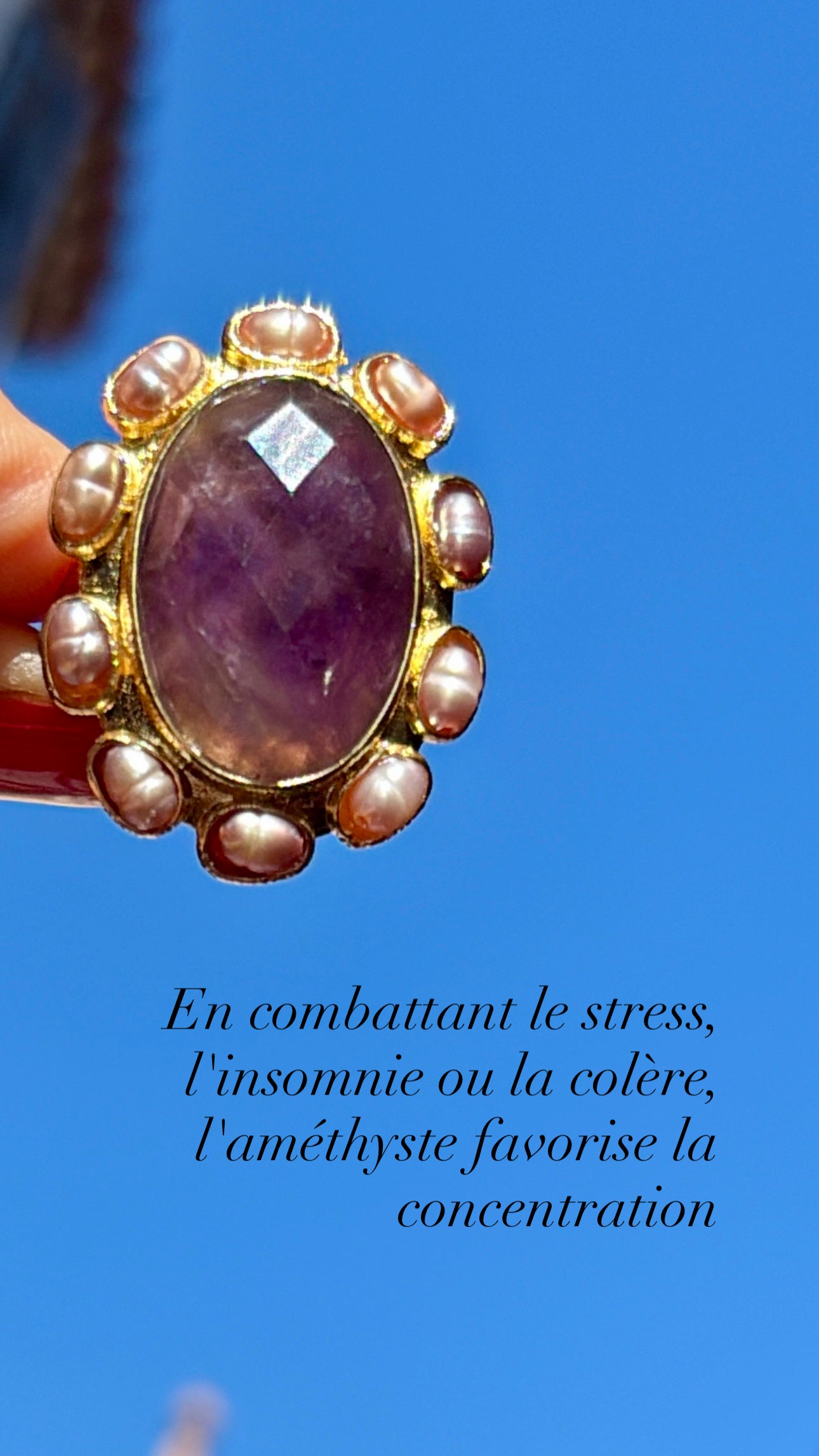 Bague La Sublime Améthyste et Perles d’eau douce