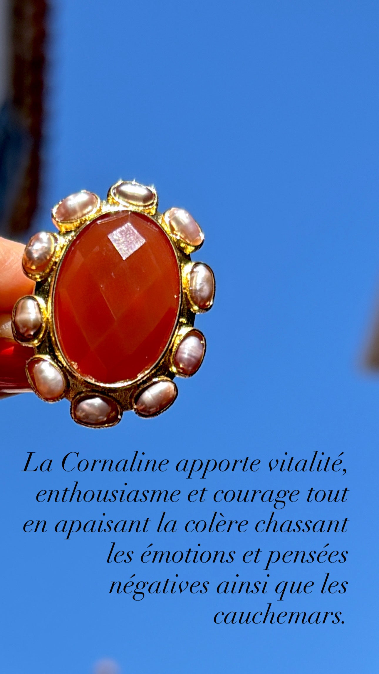 Bague La Sublime Cornaline et Perles d’eau douce