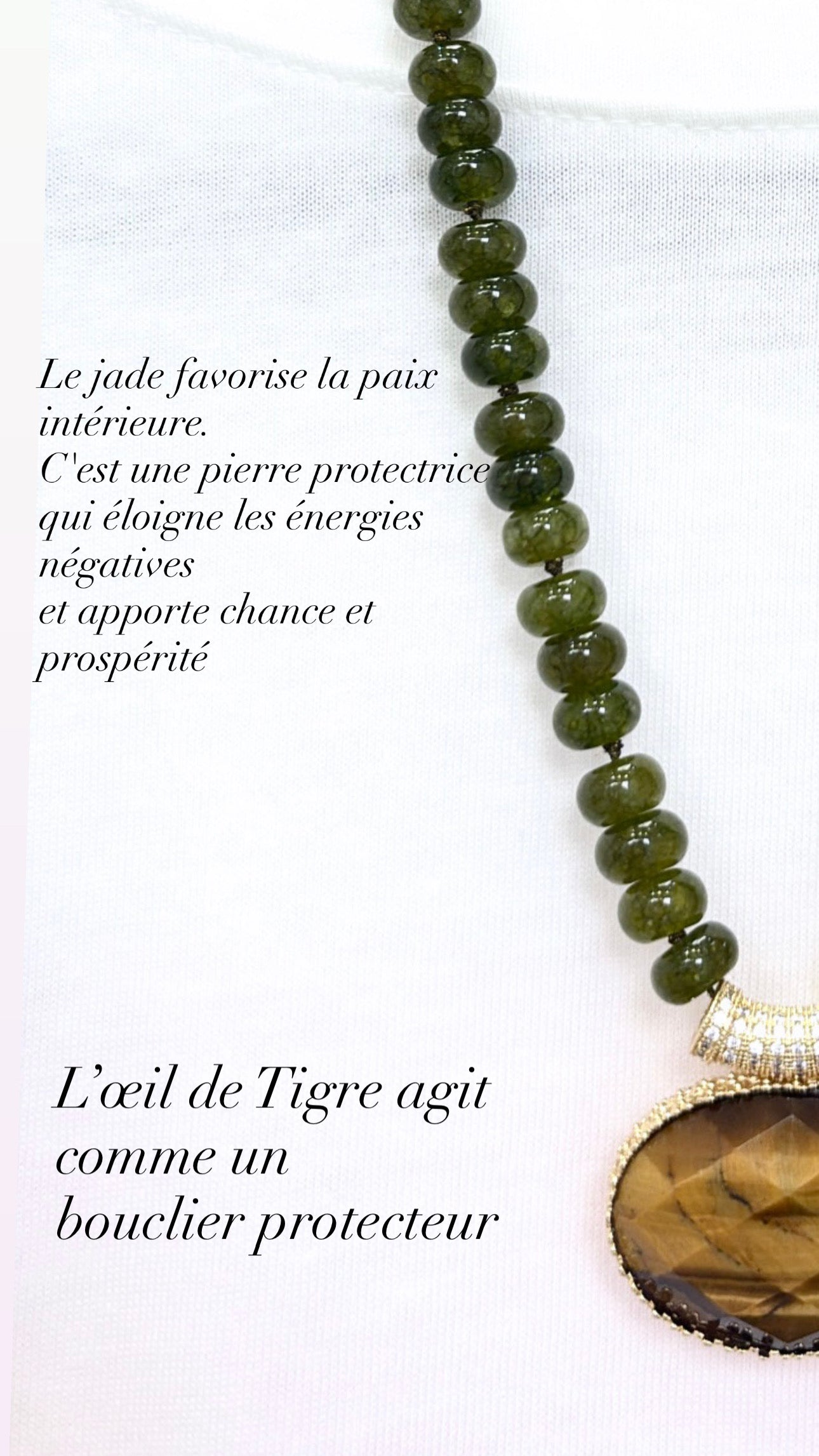 Collier Merveilleux Jade et Œil de Tigre