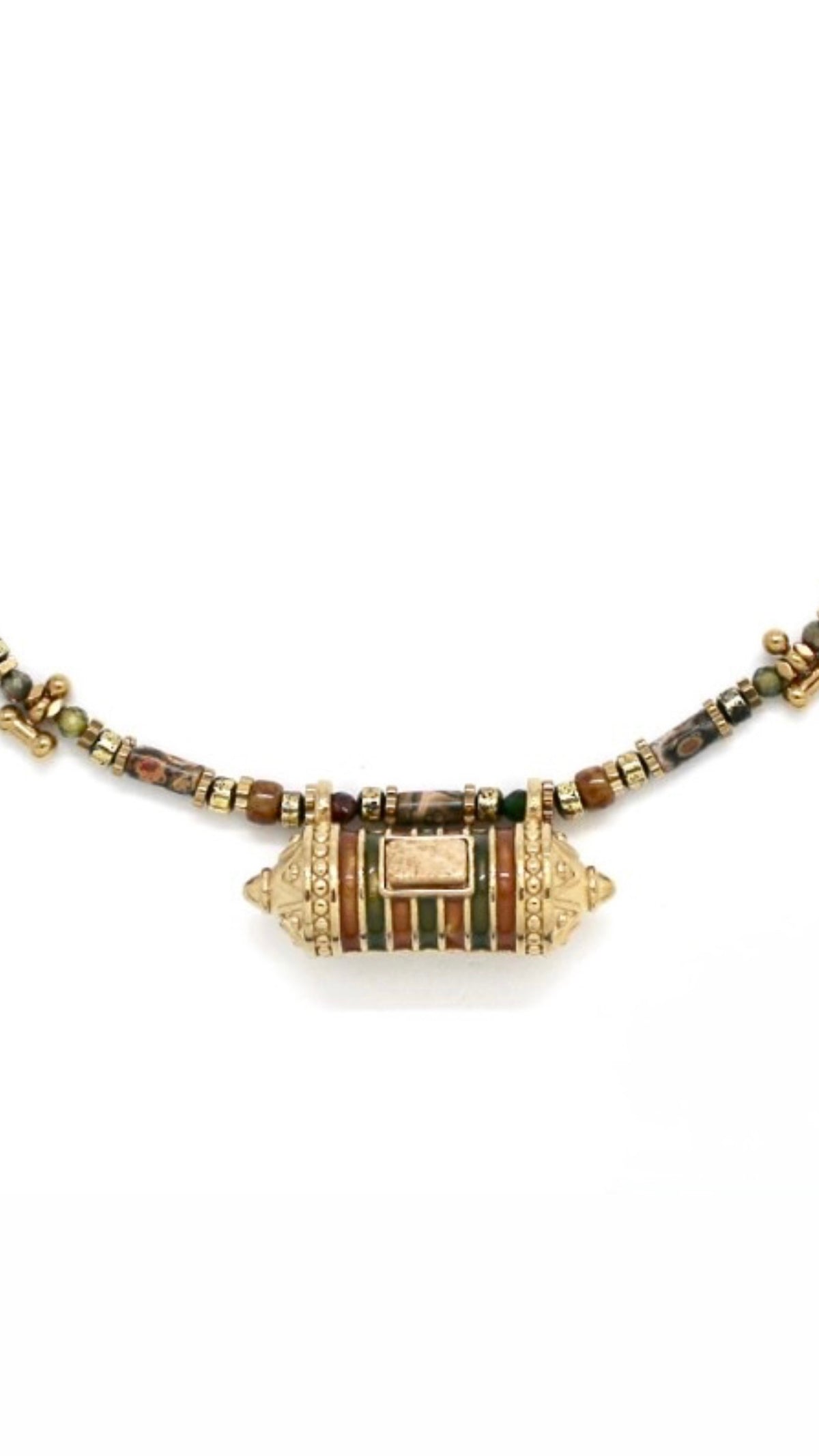 Collier Amulette Heishi Jaspe