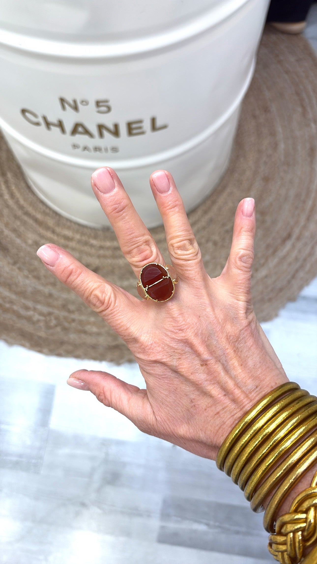 Bague Sublime Cornaline et Quartz Fraise