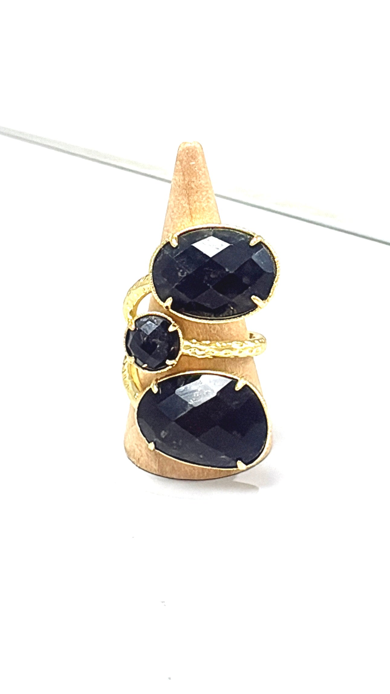 Bague Trio Obsidienne Dorée