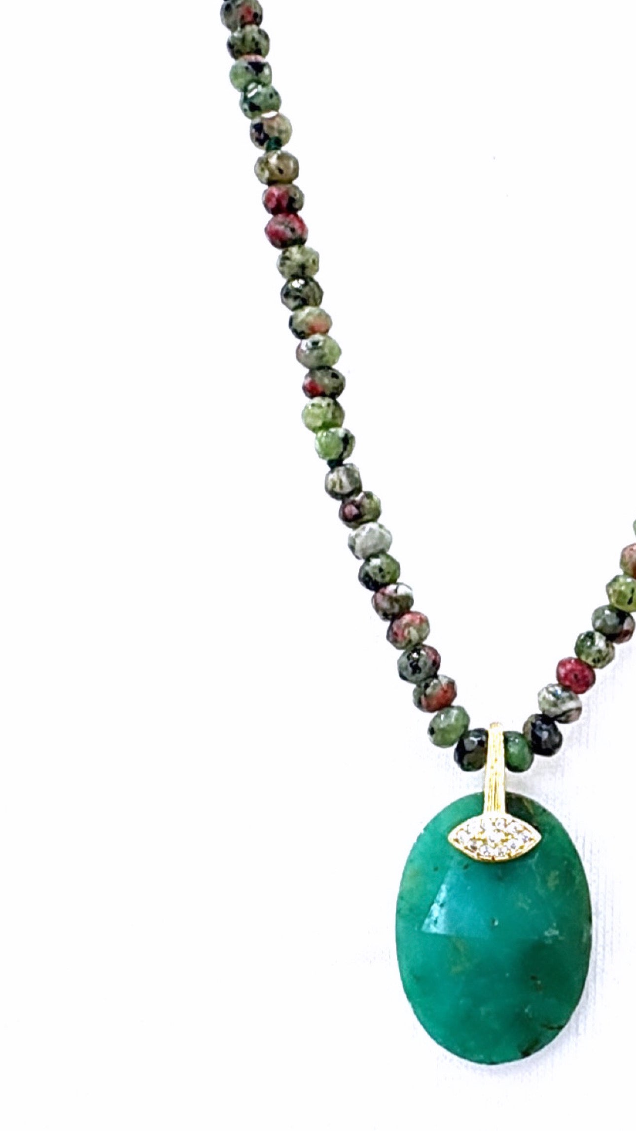 Collier Gaïana Rubis Zoisite et Chrysoprase