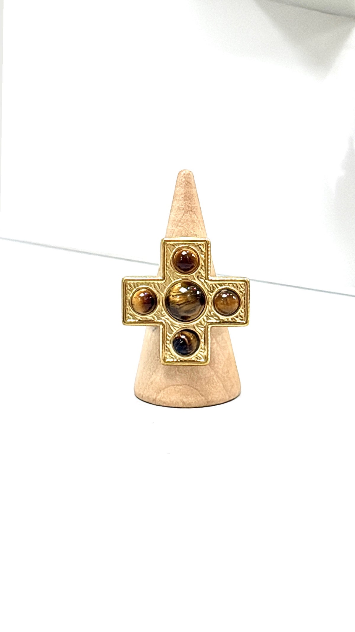 Bague Croix d’Arcane Œil de Tigre