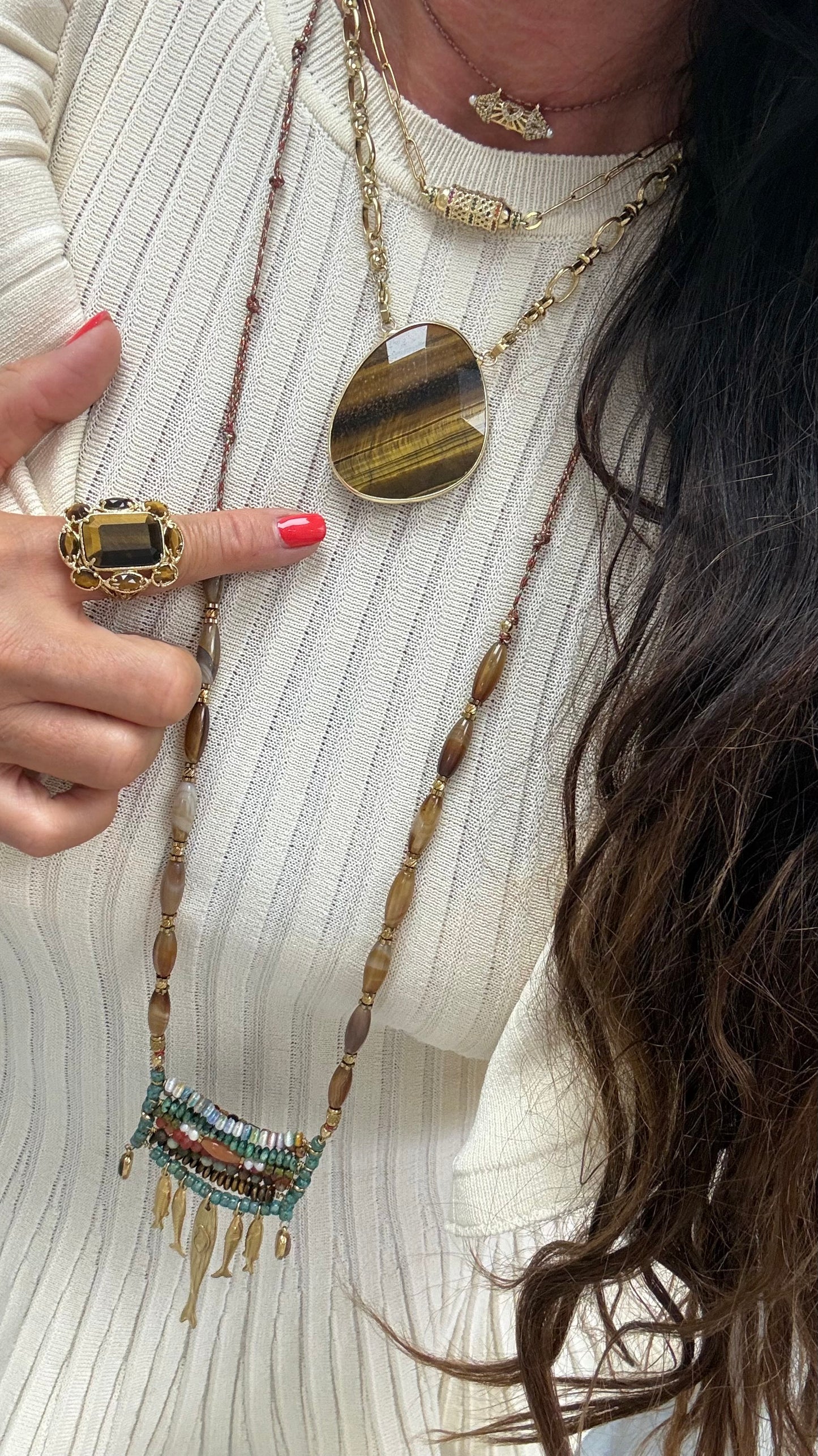 Collier Galet Œil de Tigre