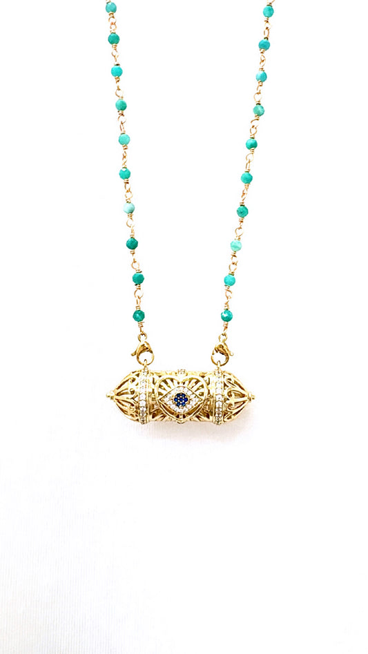 Sautoir Amulette Eye Amazonite