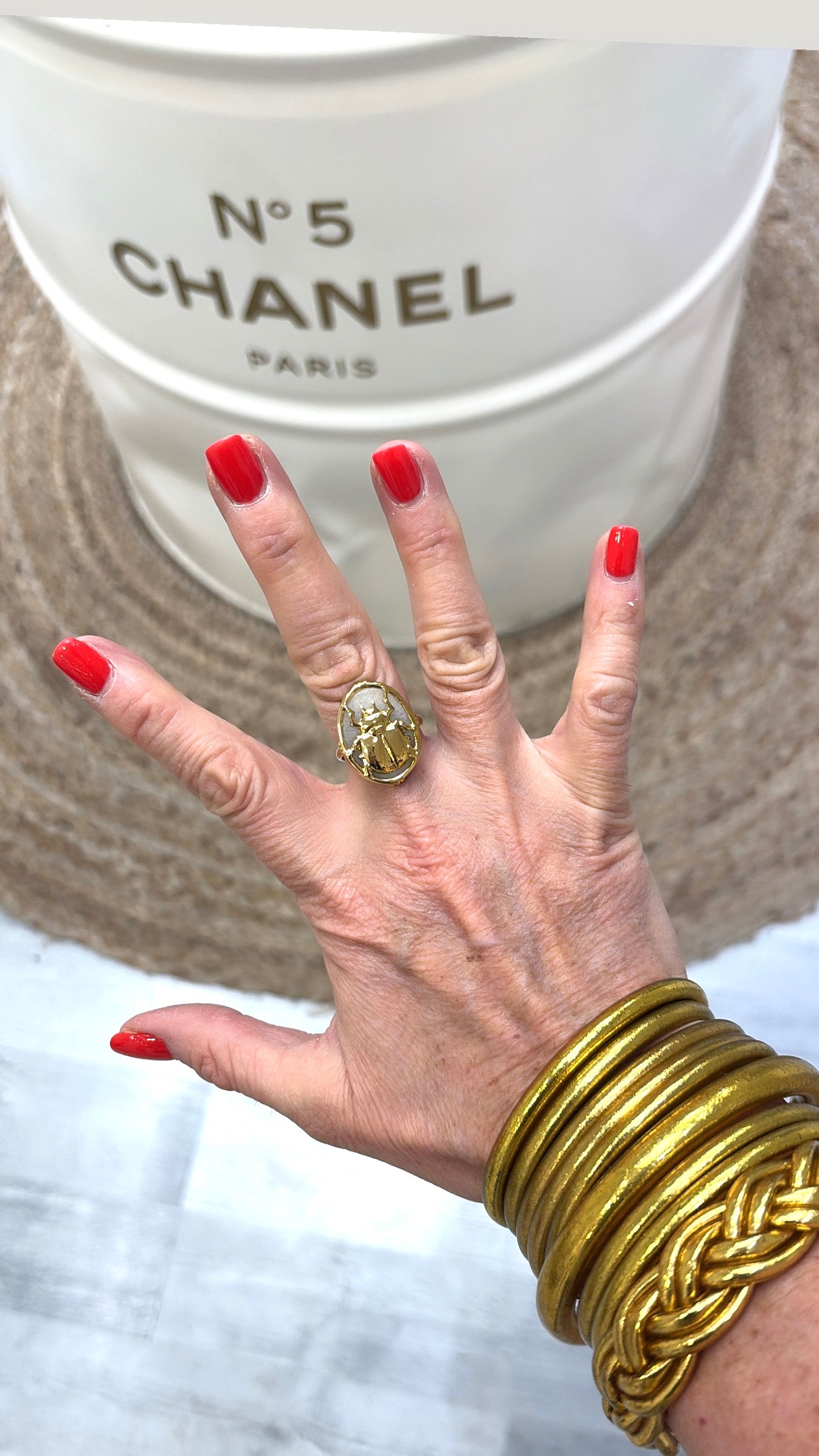 Bague Scarabée Blanche