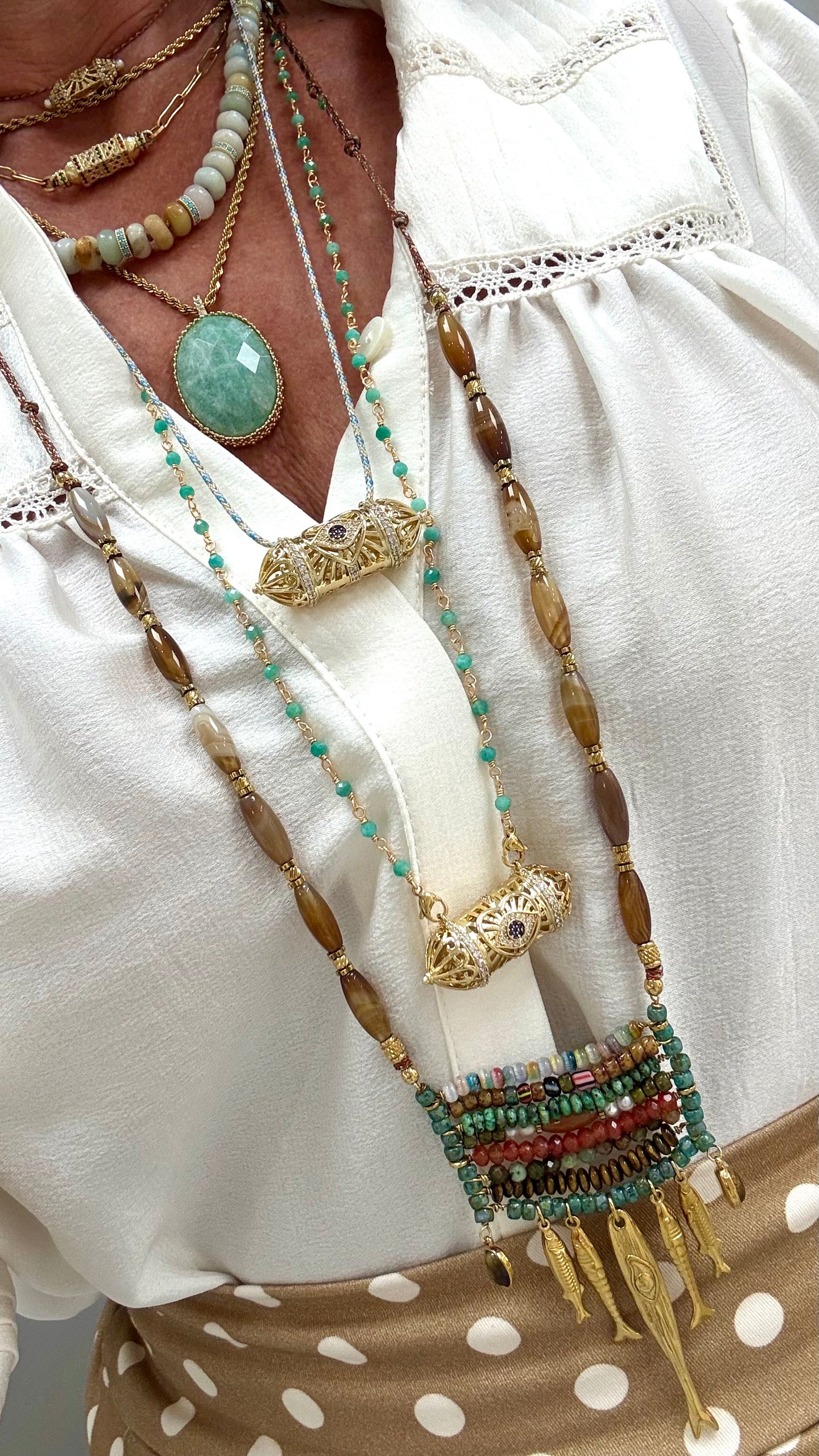 Sautoir Amulette Eye Amazonite