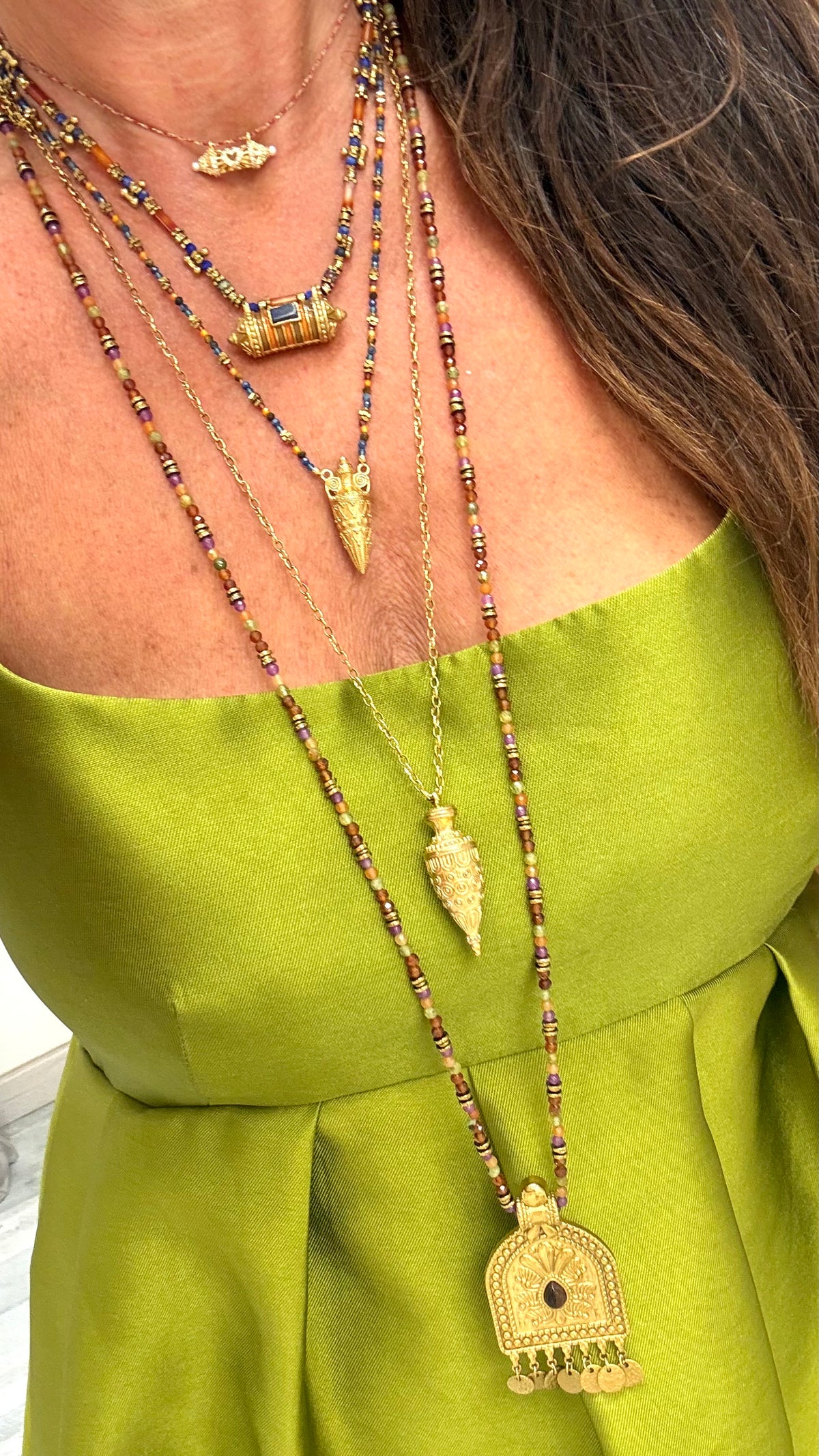 Collier Amulette Heishi Turquoise Africaine