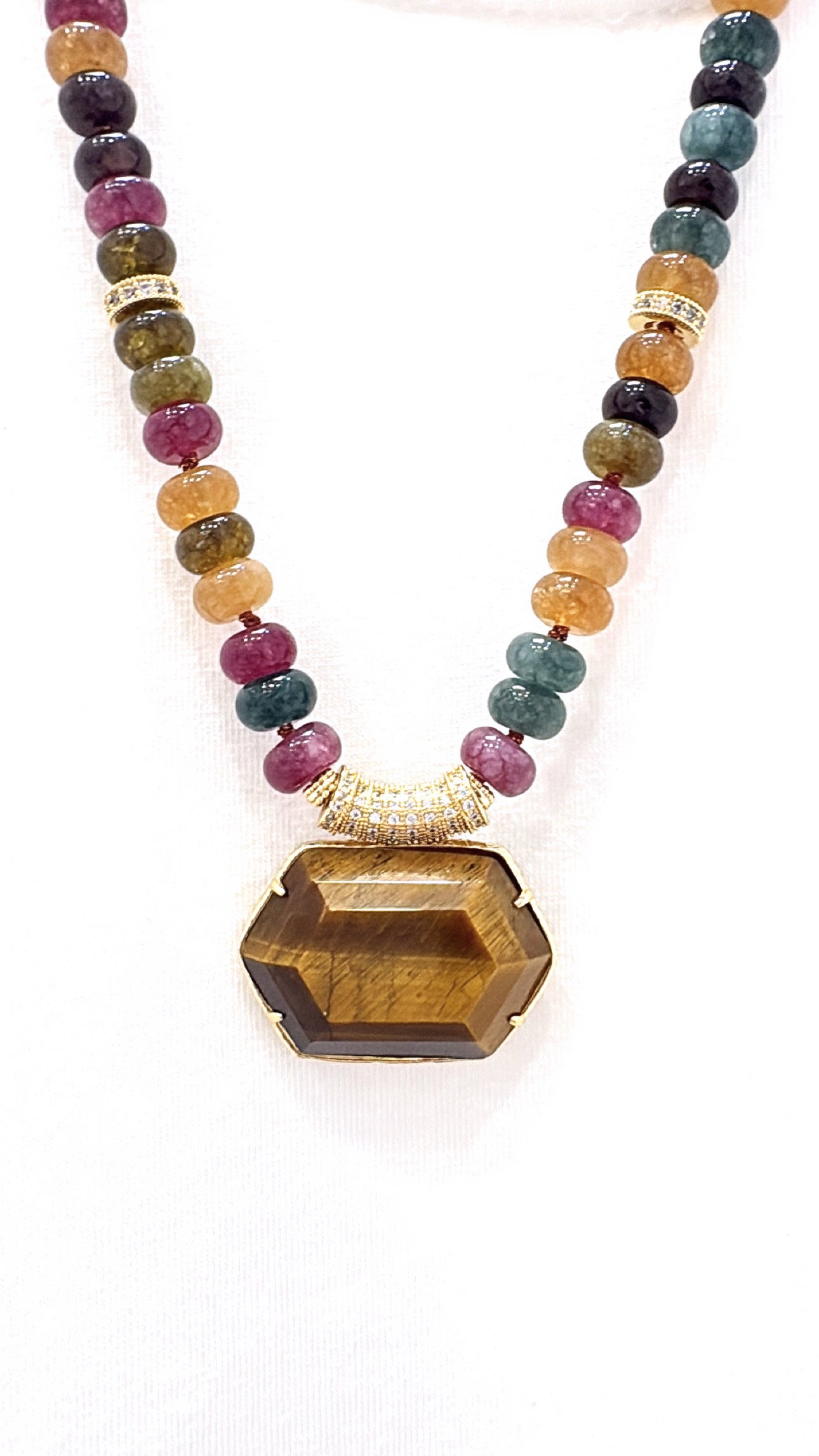 Collier Merveilleux Agate et Œil de Tigre
