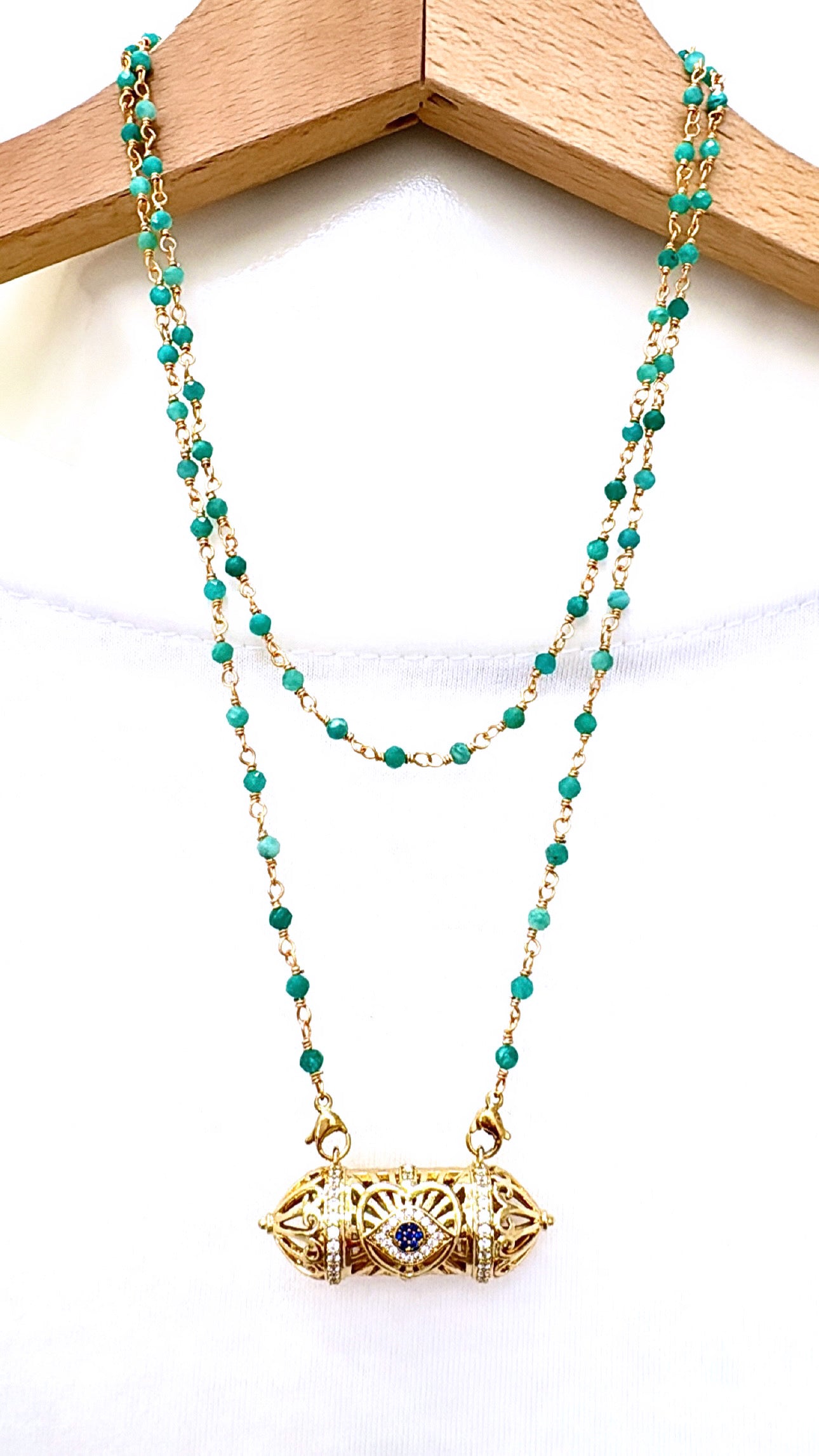Sautoir Amulette Eye Amazonite
