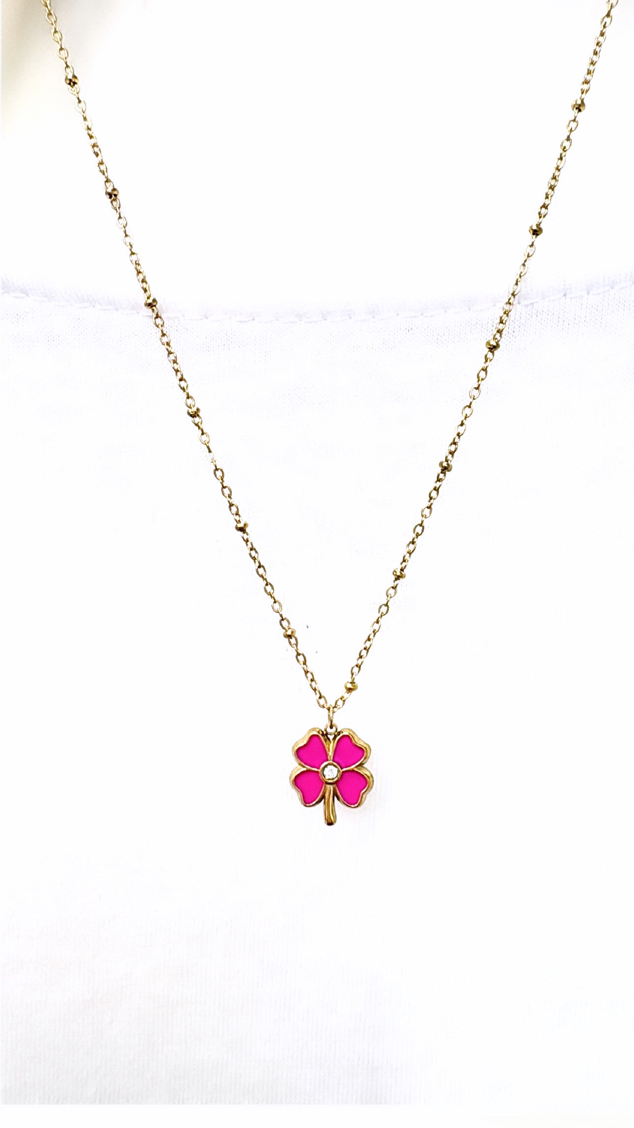 Collier  Lucky Trèfle Rose